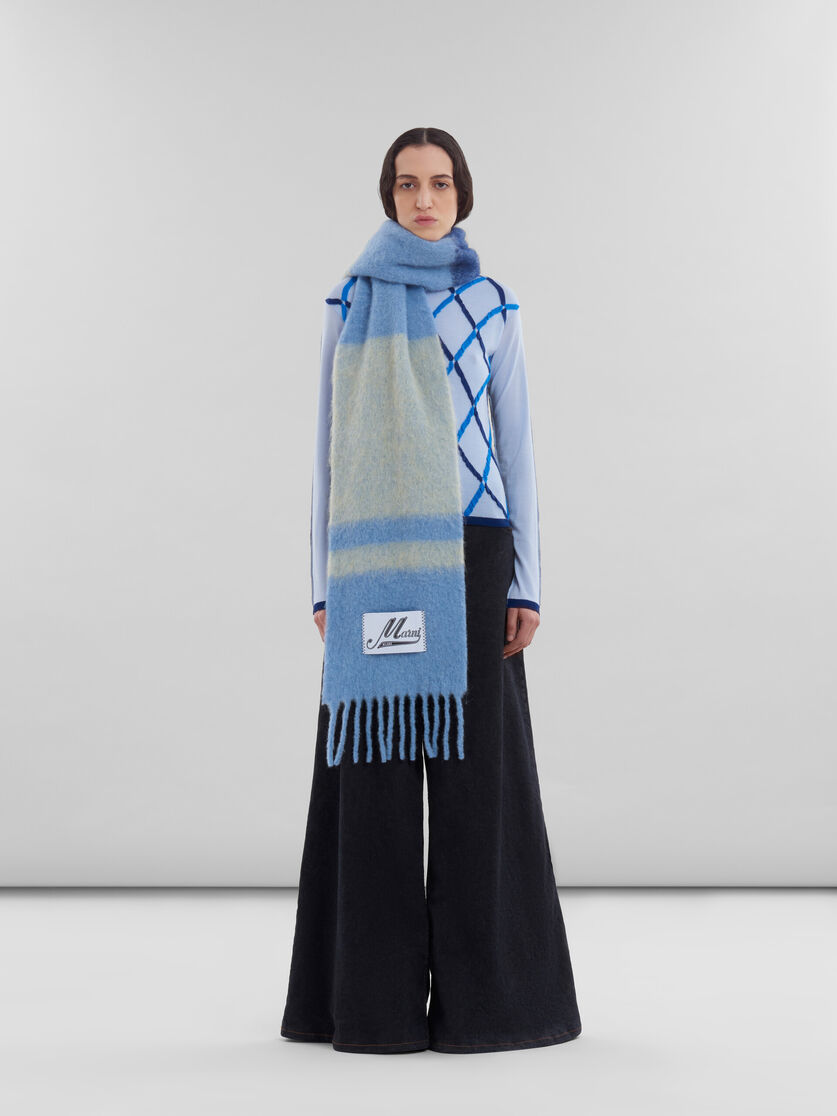 Blue striped alpaca-mohair scarf - Scarves - Image 2