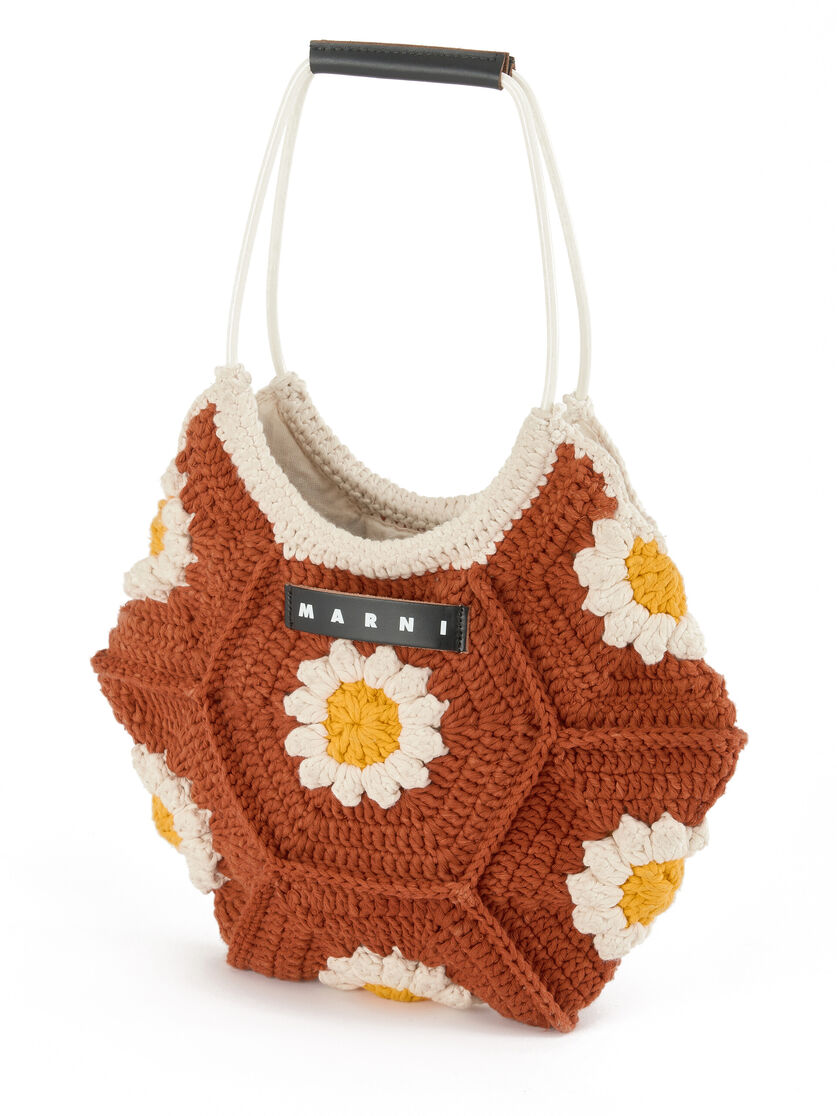 Borsa a mano MARNI MARKET in crochet a fiori blu - Borse shopping - Image 4