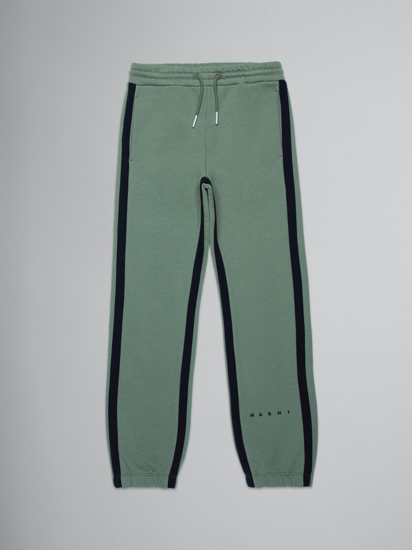 Pantaloni jogger verdi in felpa con bande - Pantaloni - Image 1