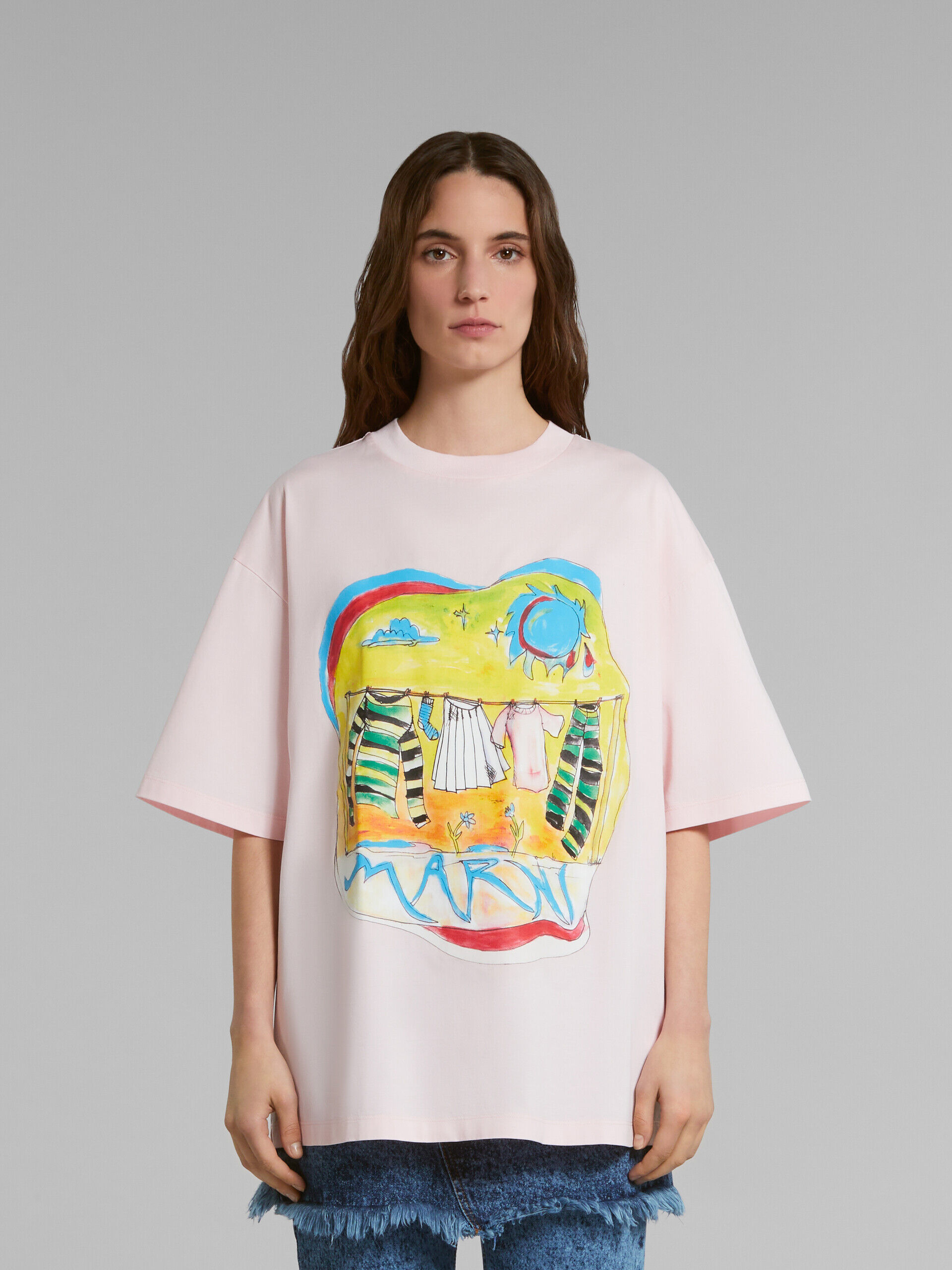 ピンク Sun Dryプリント Tシャツ(ボクシーフィット) | Marni