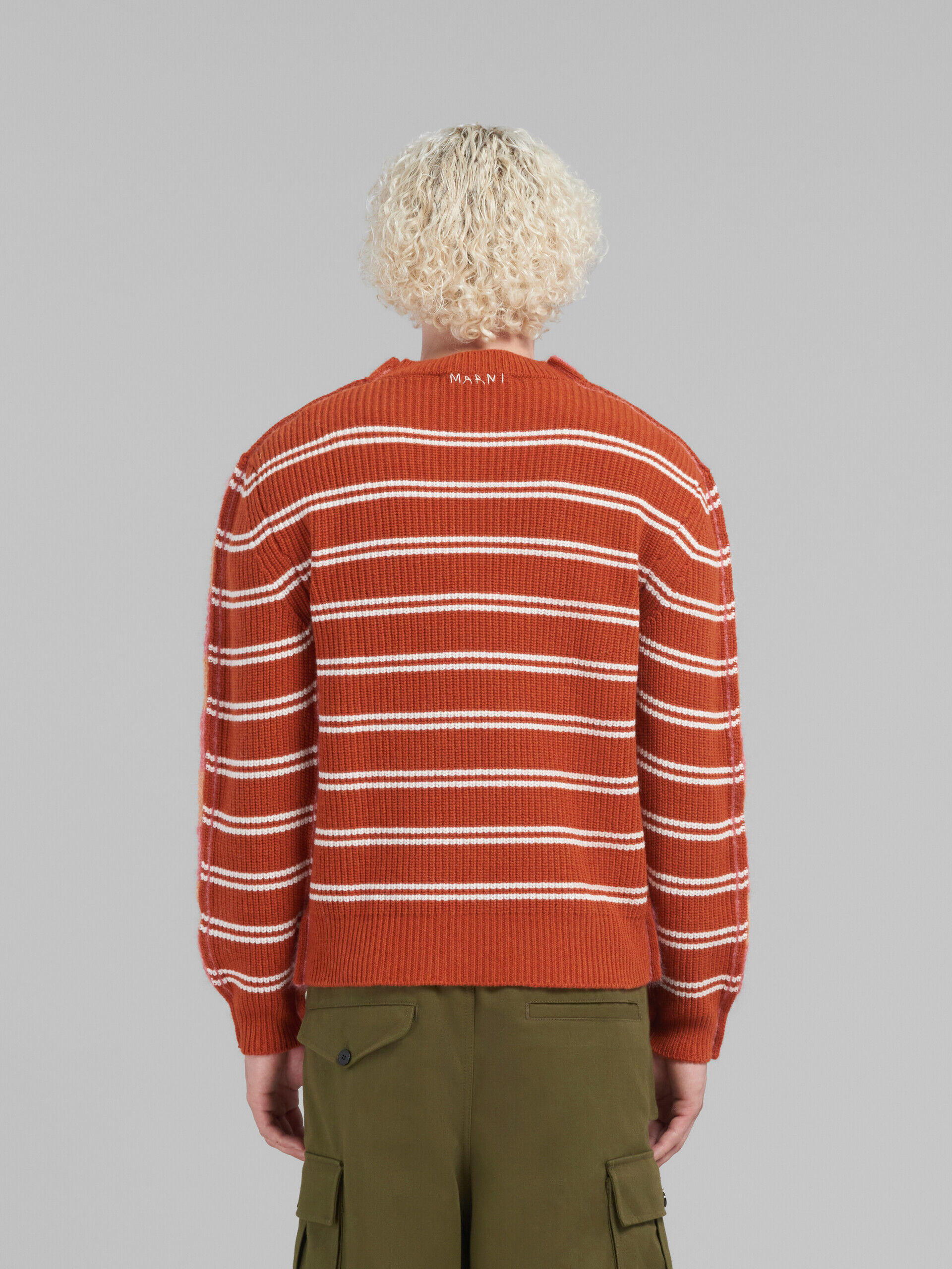 Peach mohair and wool jumper with mixed stripes | Marni