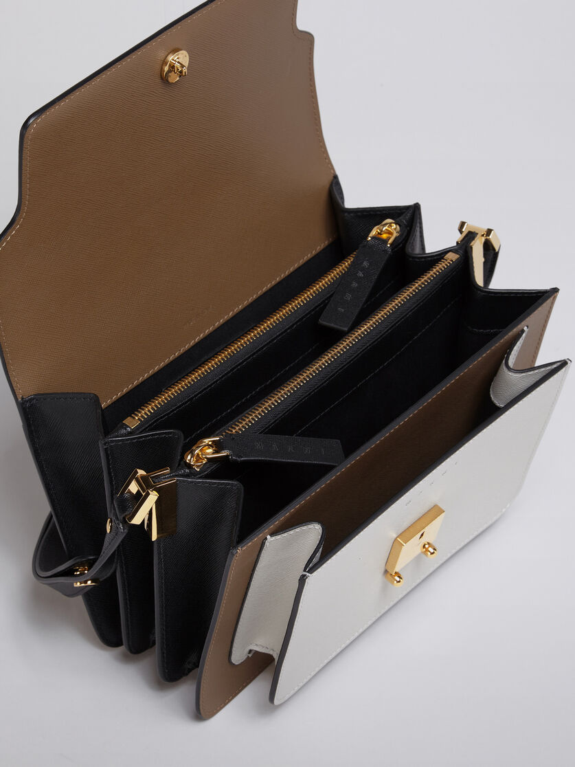 Marni Saffiano Leather Nano Trunk Bag With Brushstrokes Print In Black