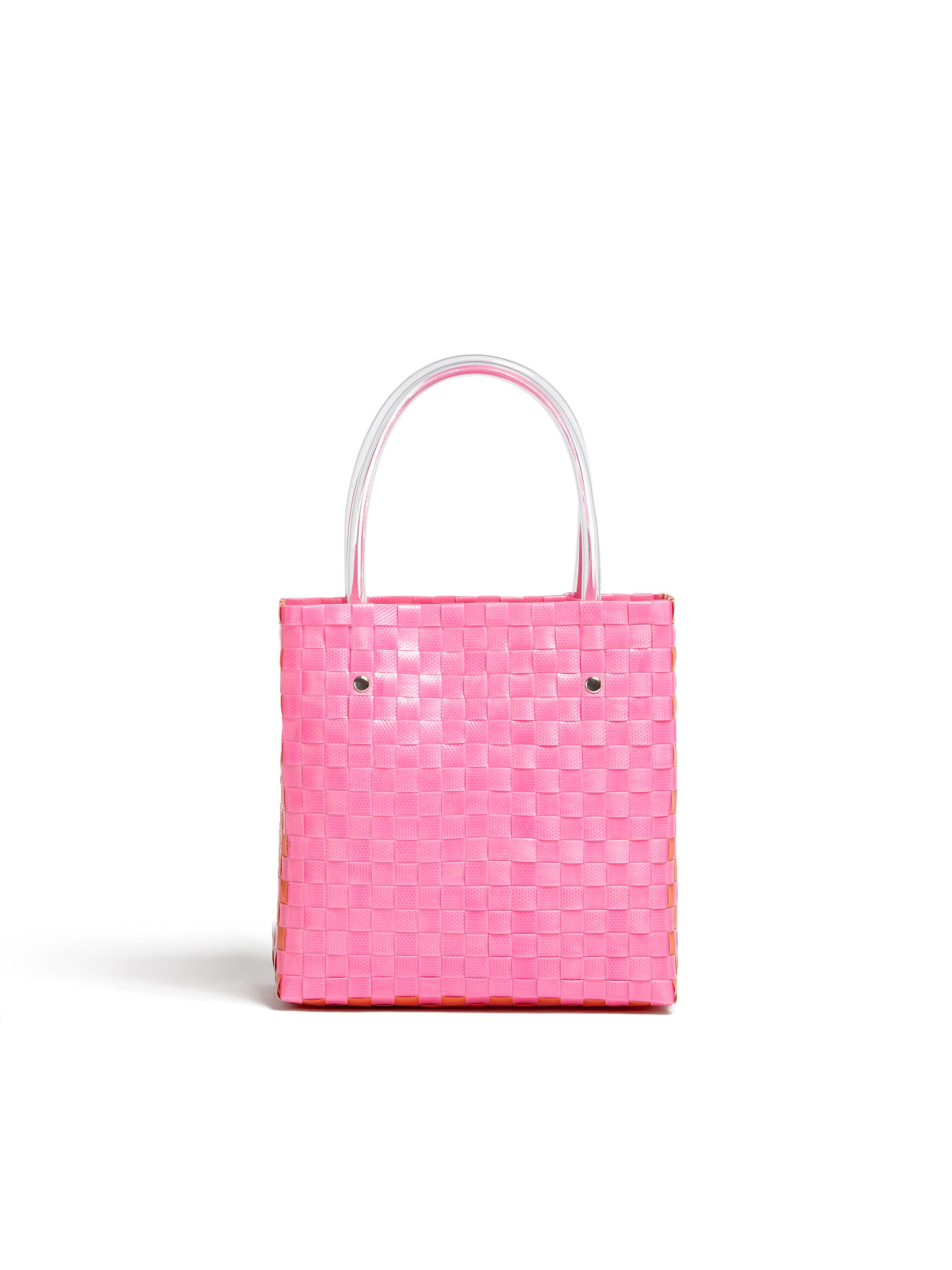 MARNI MARKET shopping bag in pink woven material with M logo | Marni