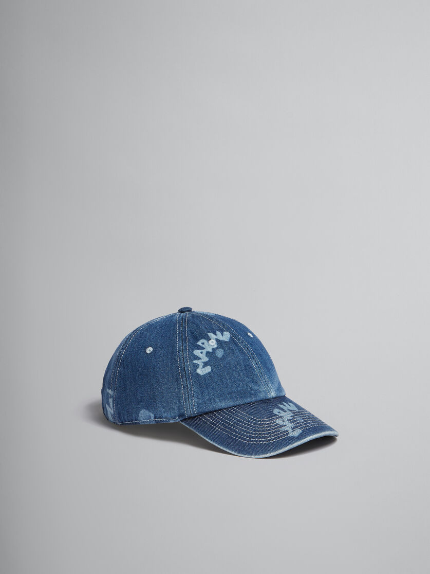 Blue denim baseball Marni with Dripping | print Marni cap