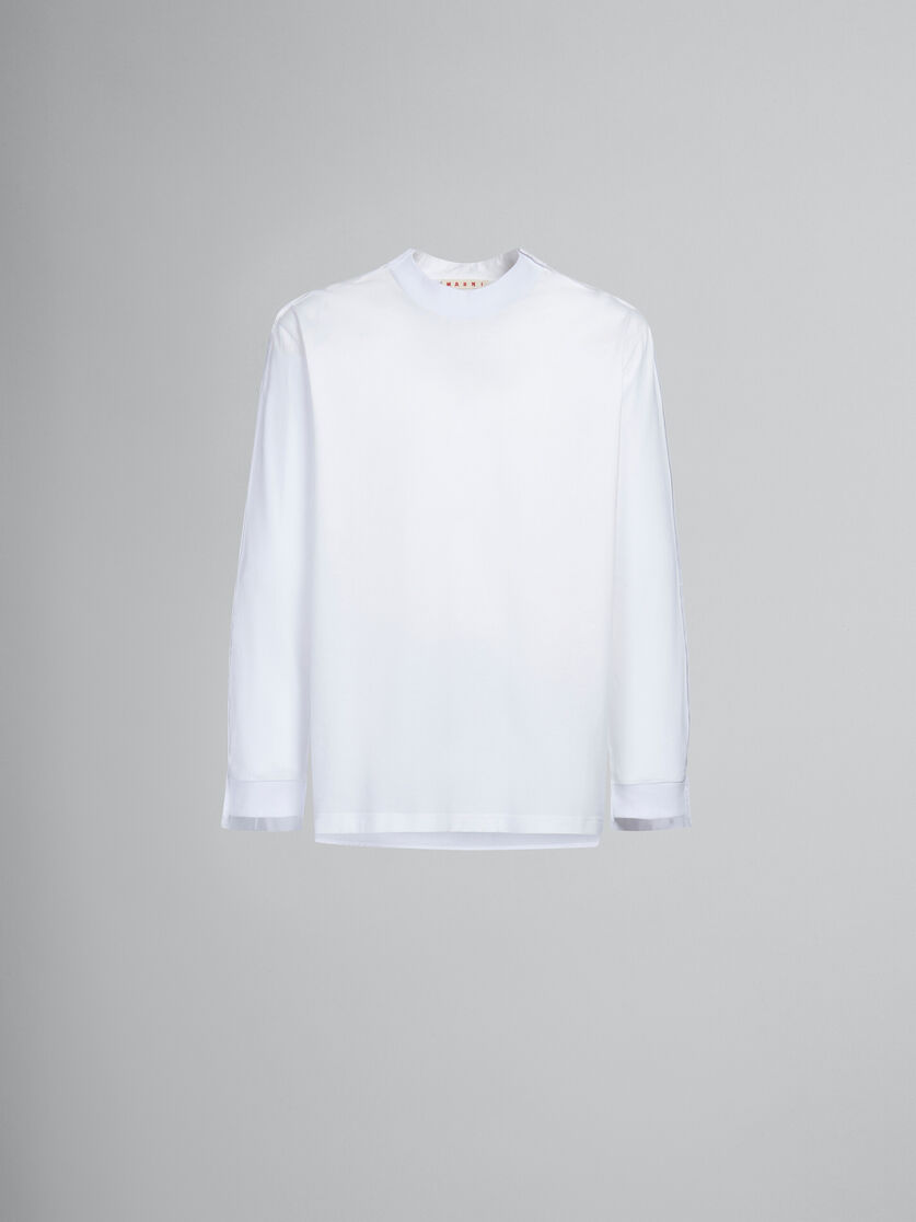 White organic cotton long-sleeved T-shirt with back yoke - Shirts - Image 1