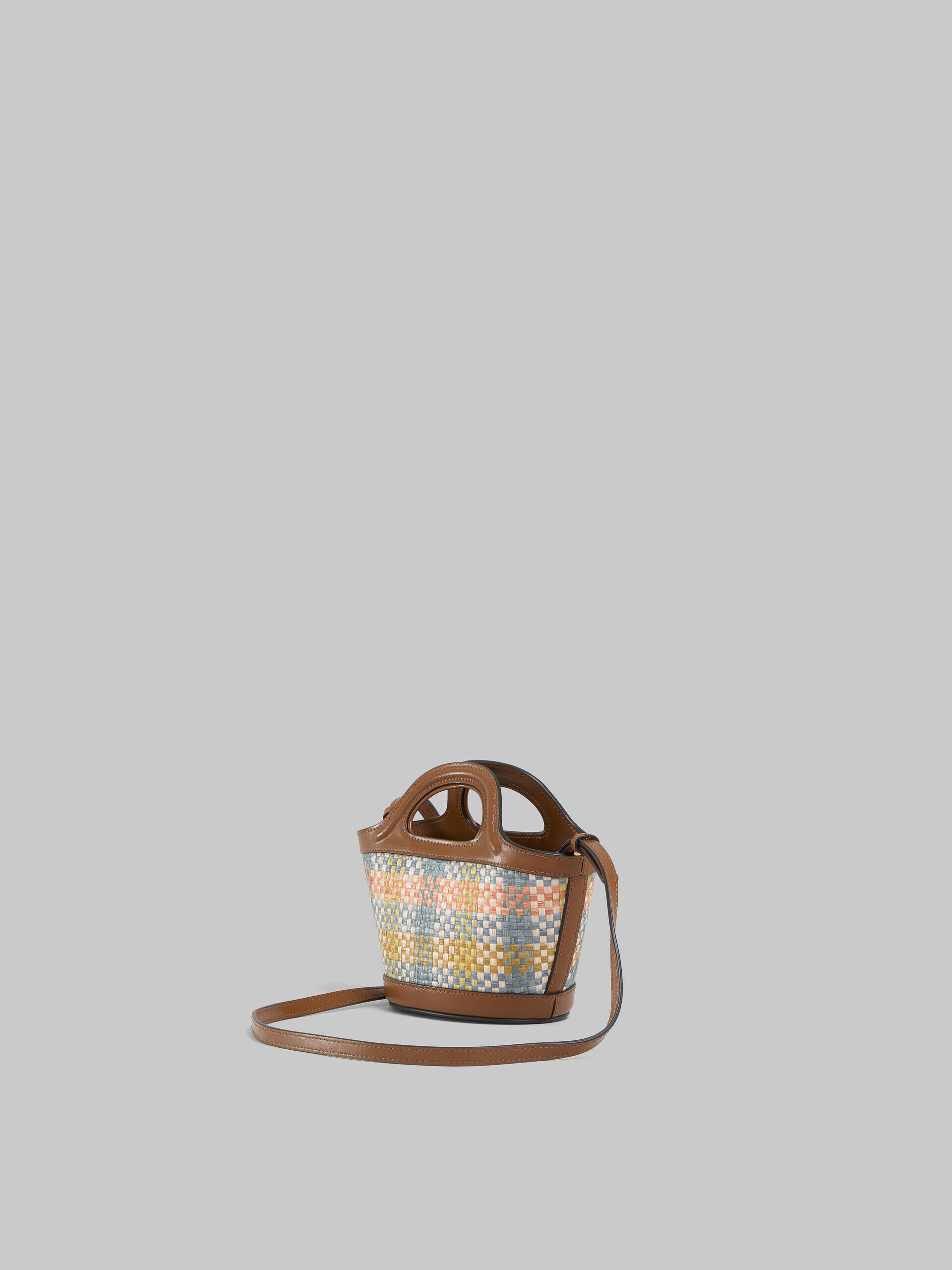 Brown leather and raffia-effect fabric Tropicalia Micro Bag | Marni