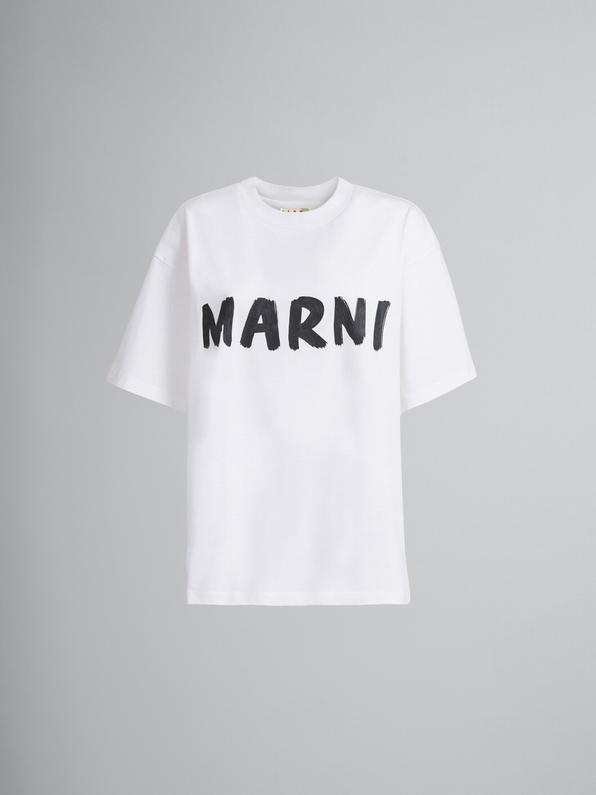 White bio cotton T-shirt with logo | Marni