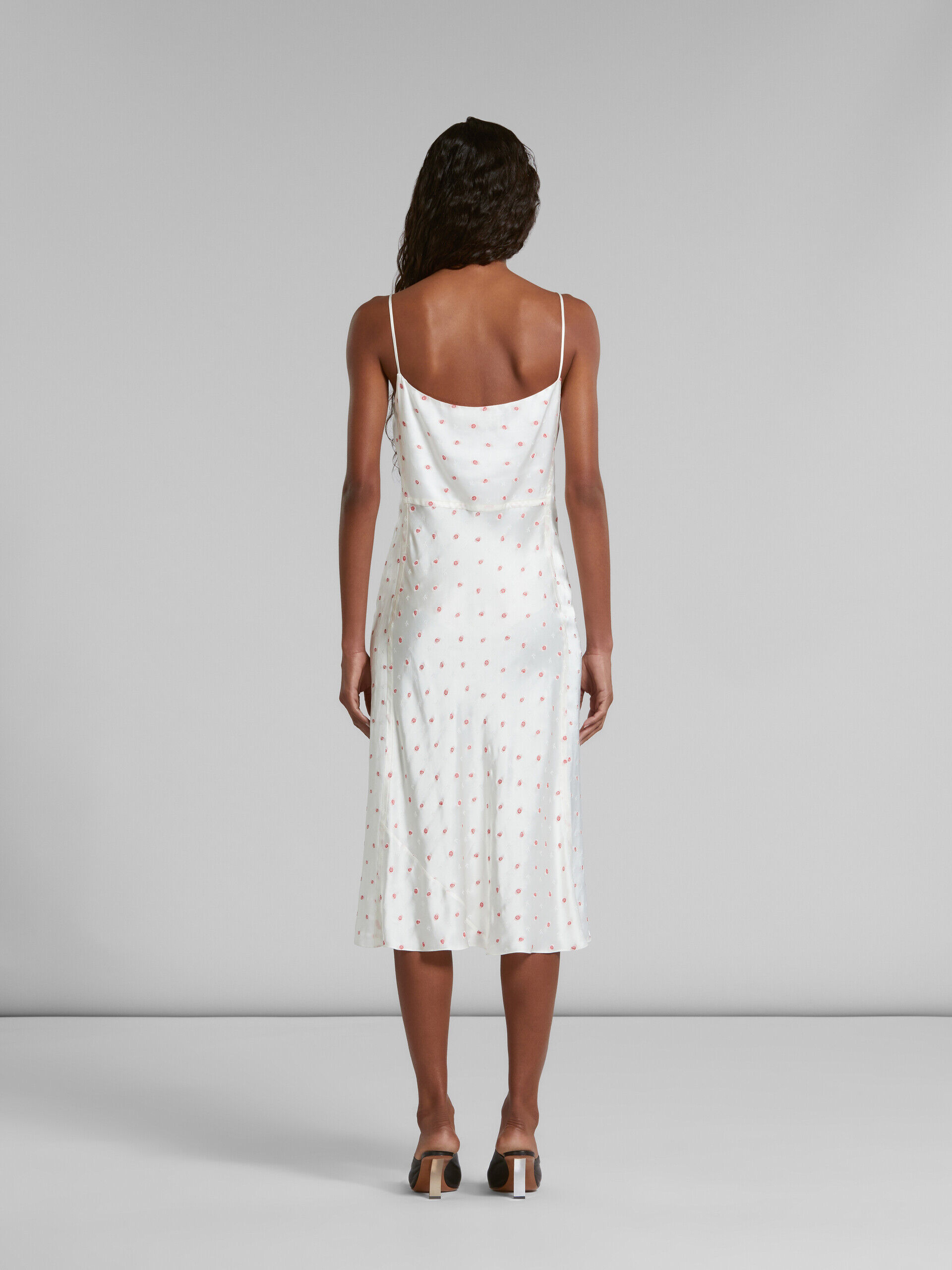 White slip dress with jacquard rose motif | Marni
