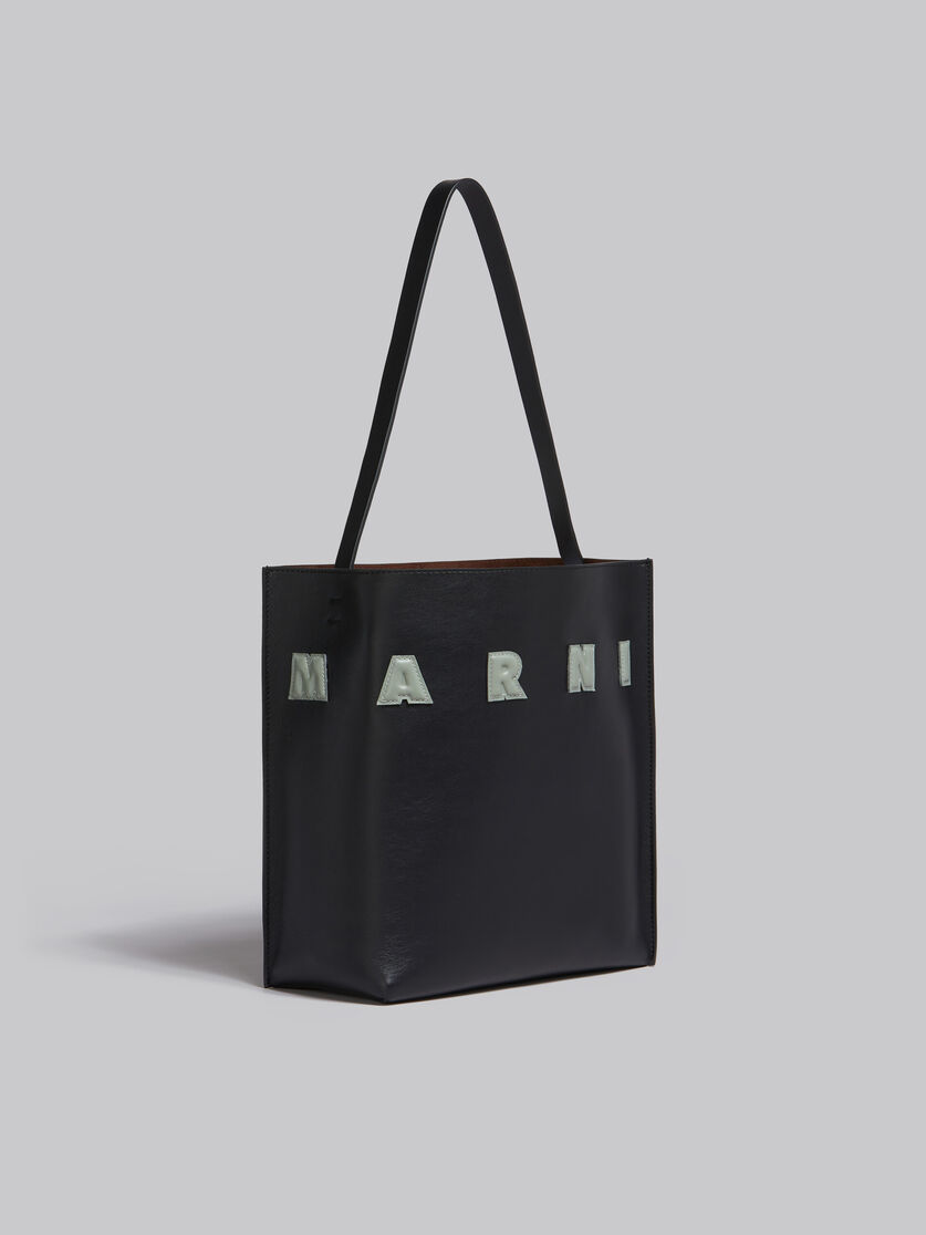 Black white leather Museo hobo bag with patches | Marni