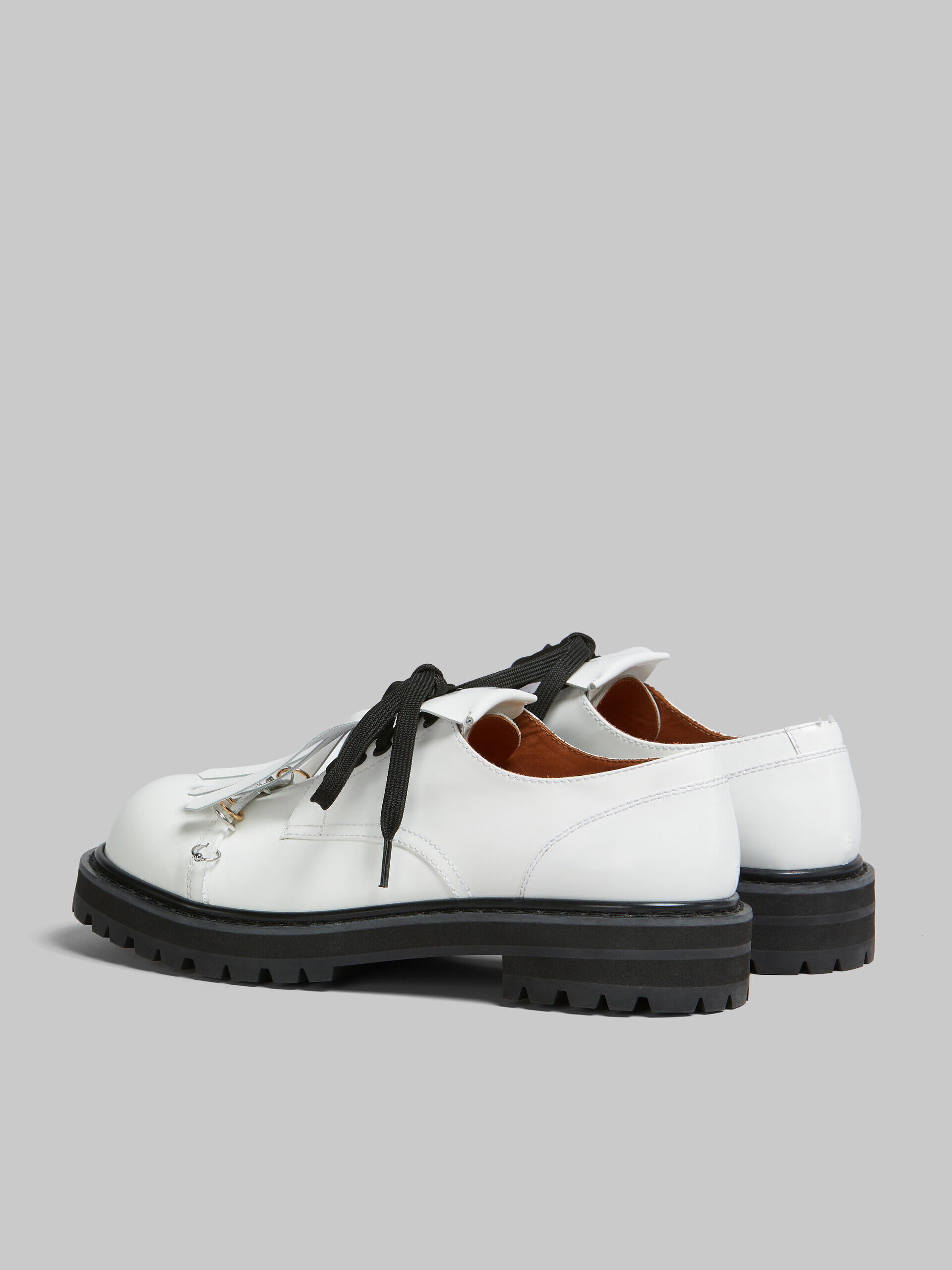 White leather Derby shoe with maxi fringe | Marni