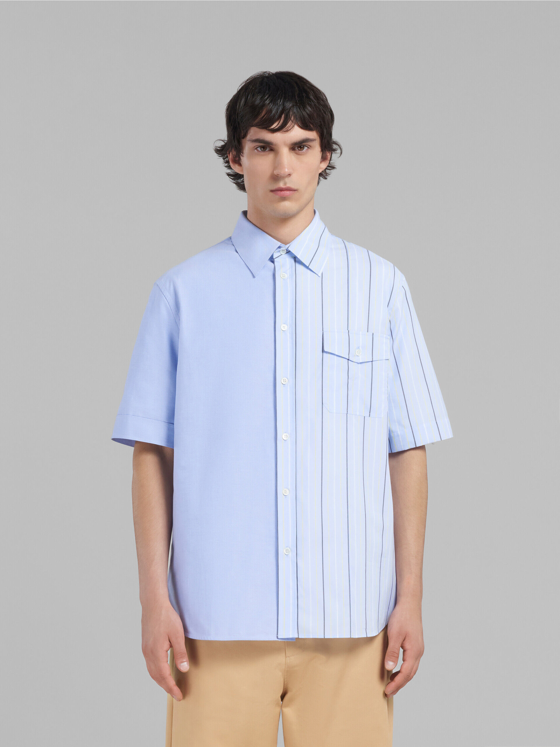 Light blue organic poplin half-and-half shirt | Marni