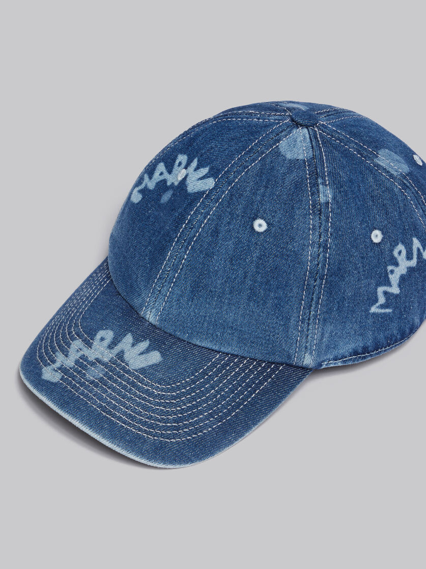 Blue denim baseball cap with Marni Marni Dripping print 