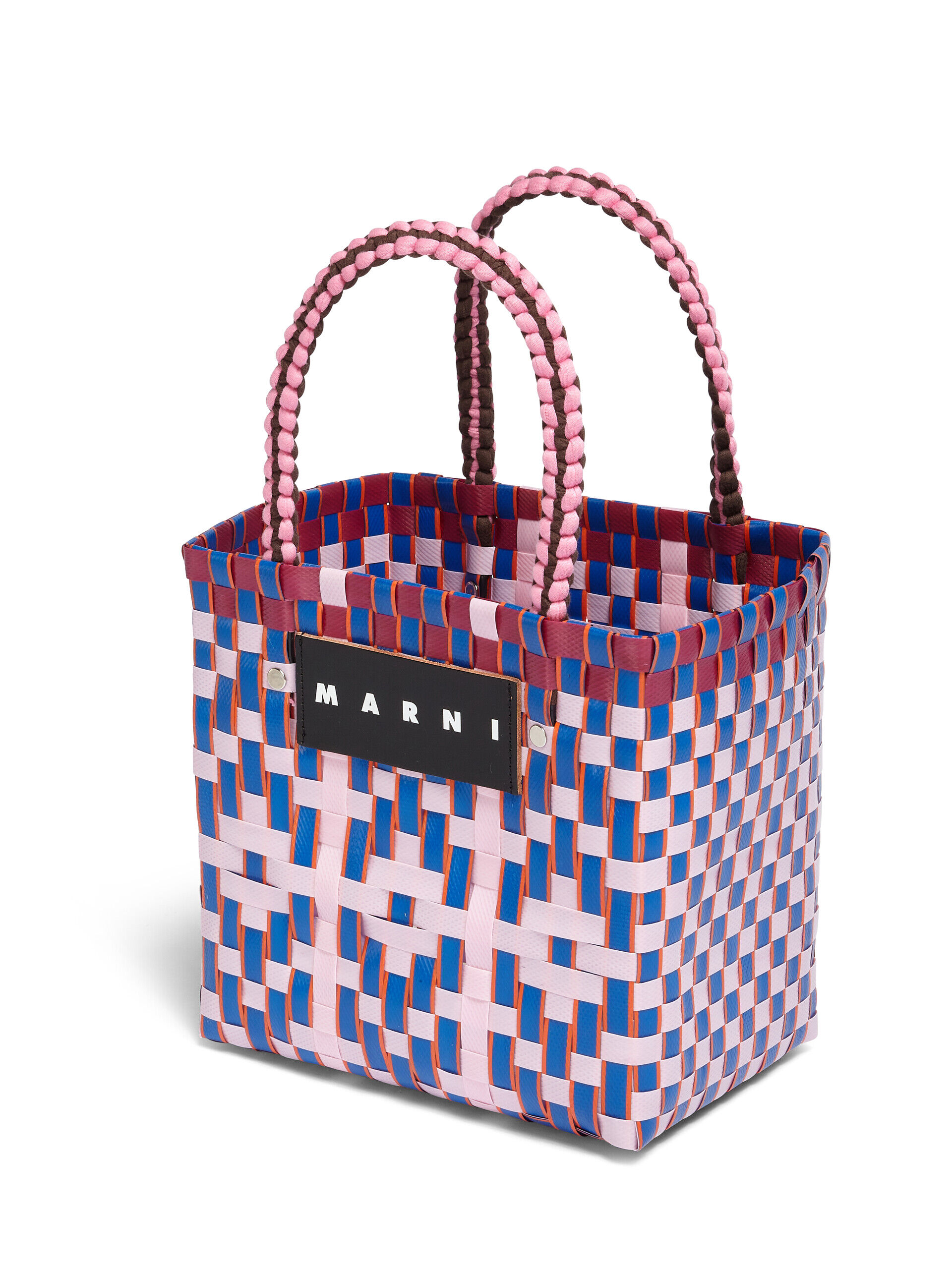 MARNI MARKET BASKET bag in pink diamond woven material | Marni