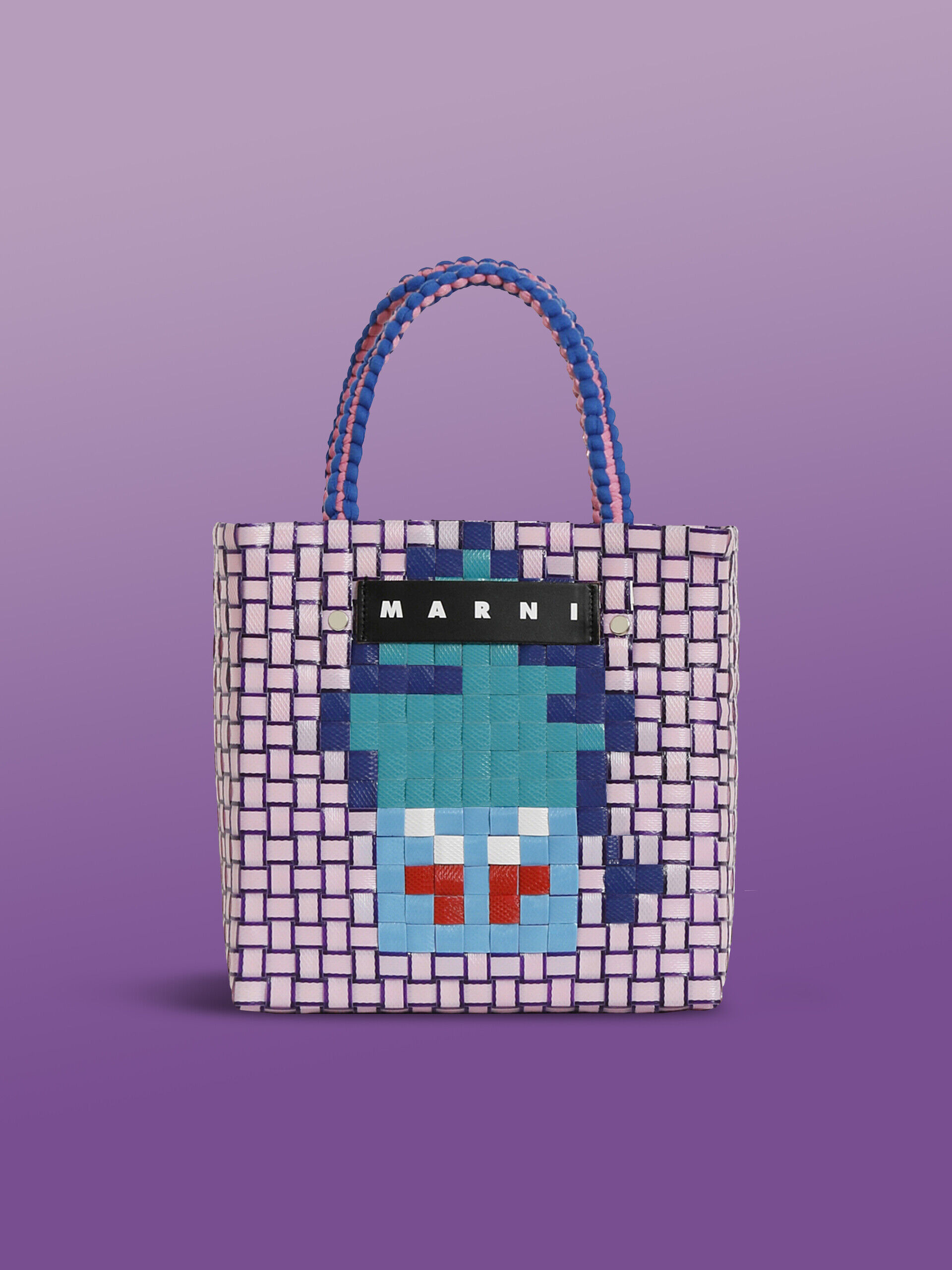 Purple MARNI MARKET MINI BASKET bag with front graphic | Marni