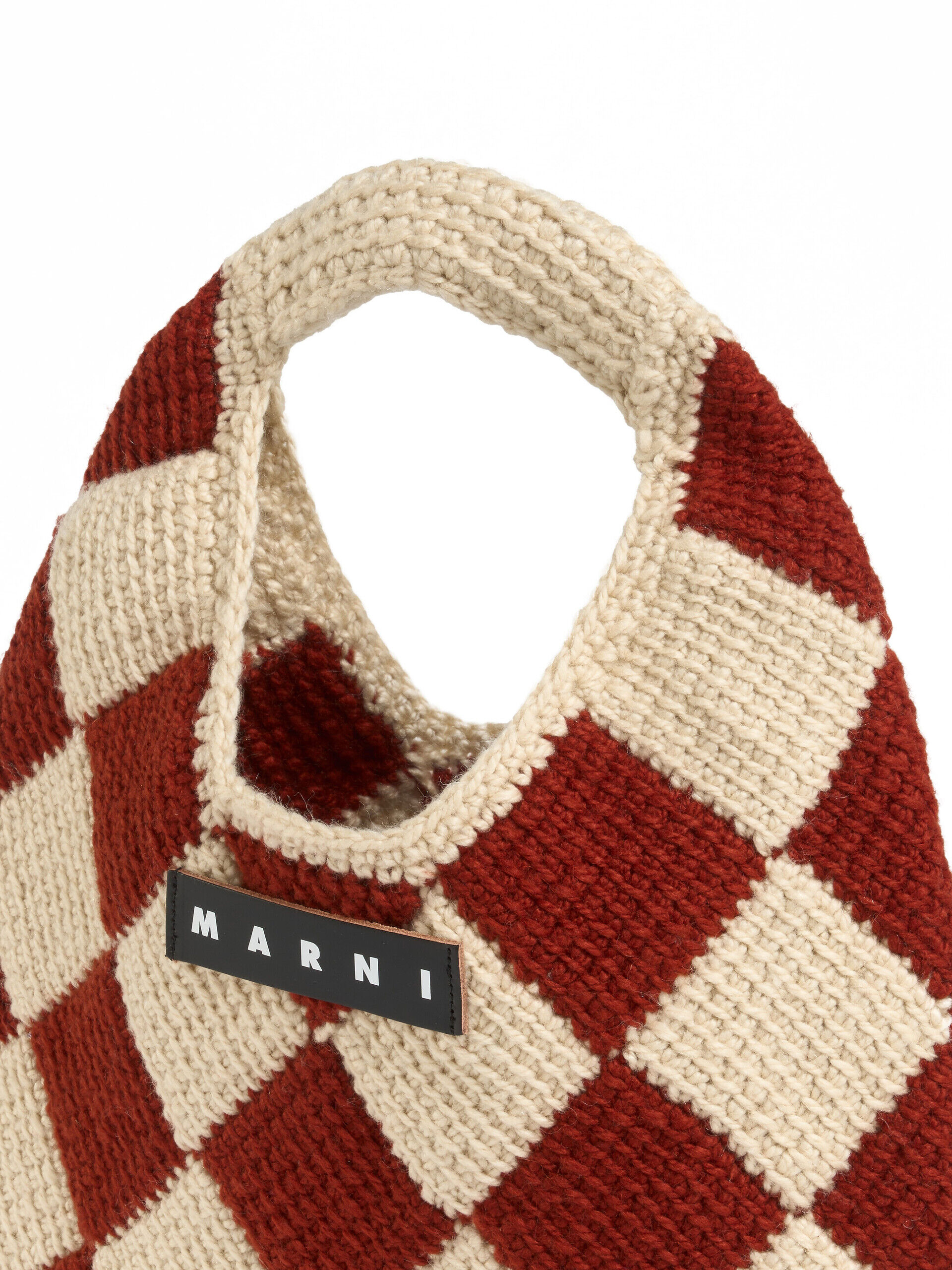 MARNI MARKET DIAMOND medium bag in red and beige tech wool | Marni