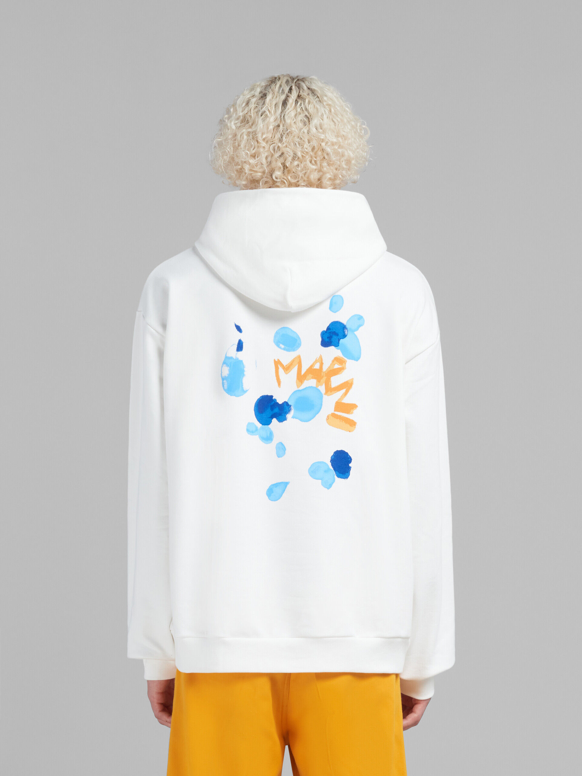 White organic cotton hoodie with Marni Dripping print | Marni