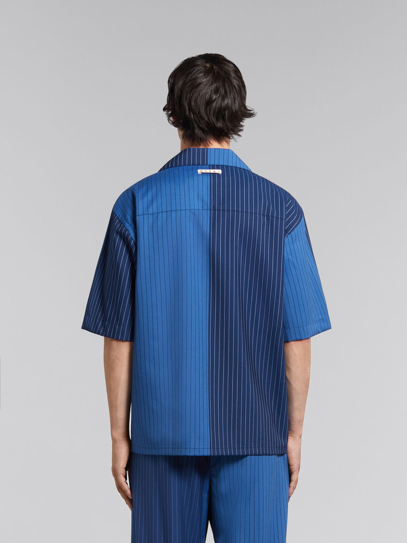 Chemise de bowling en laine à fines rayures avec dégradé bleu - Chemises - Image 3