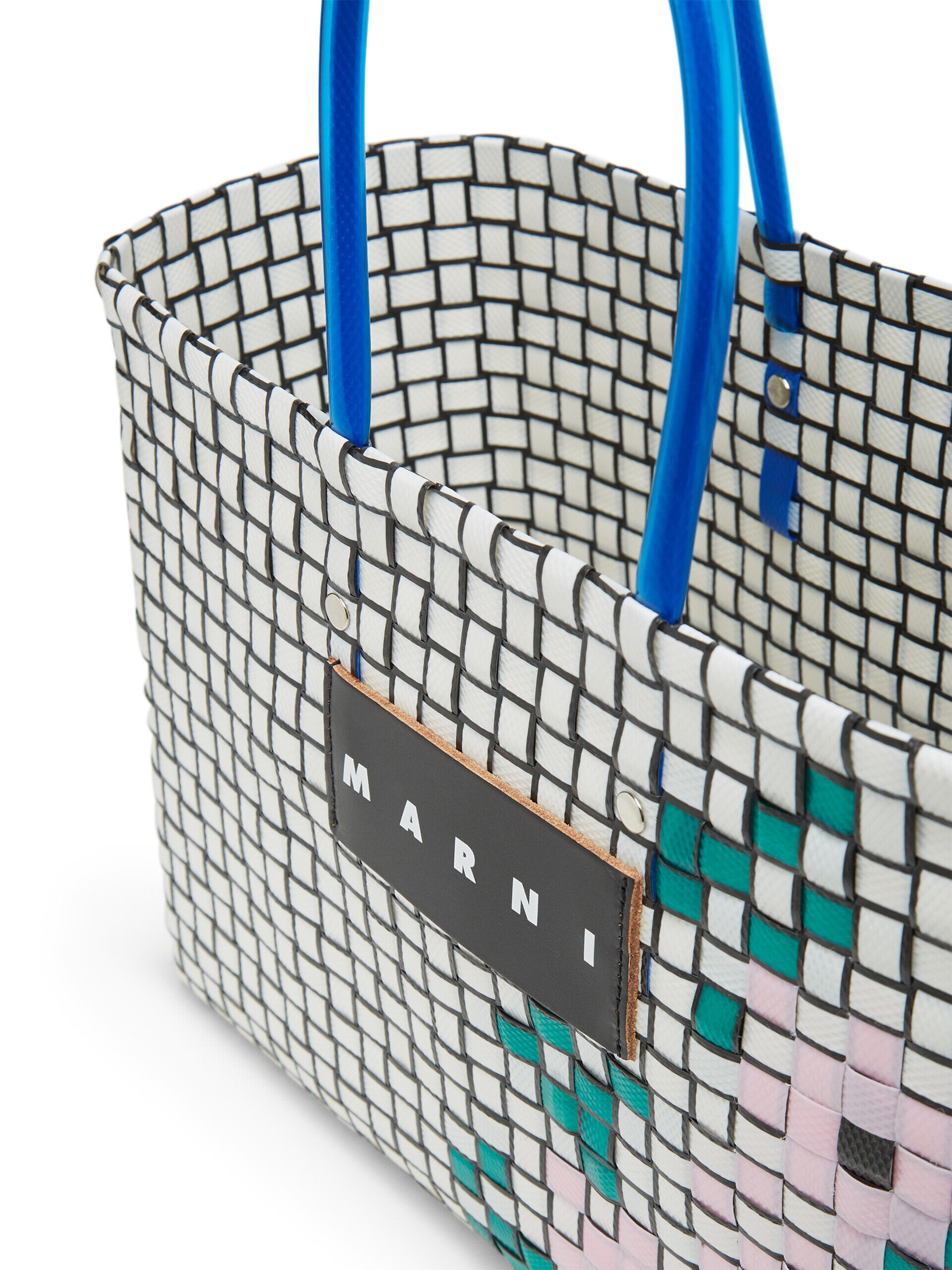 MARNI MARKET FLOWER BASKET shopping bag in white woven ...