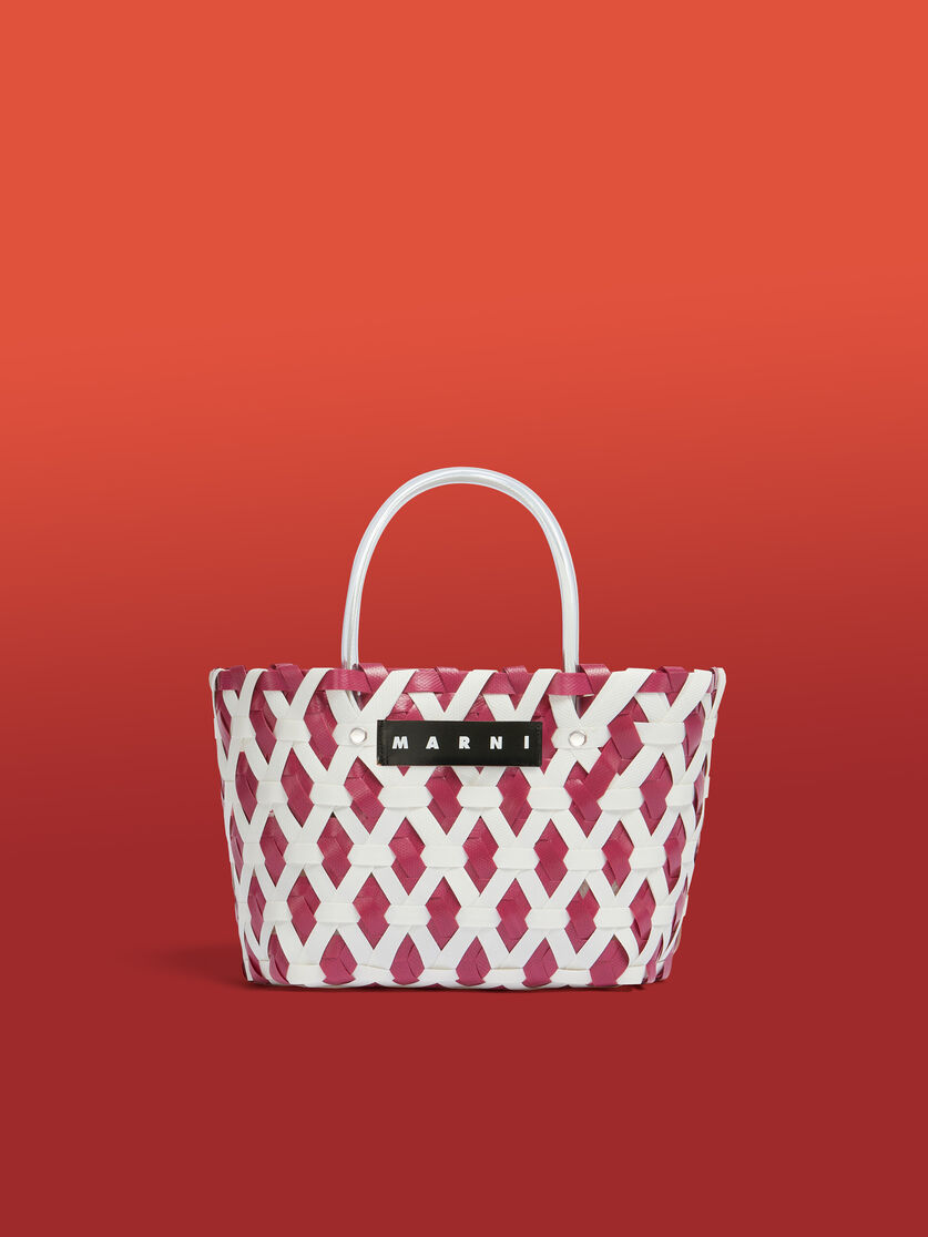 Borsa MARNI MARKET in intrecciato a rombi azzurro - Borse shopping - Image 1