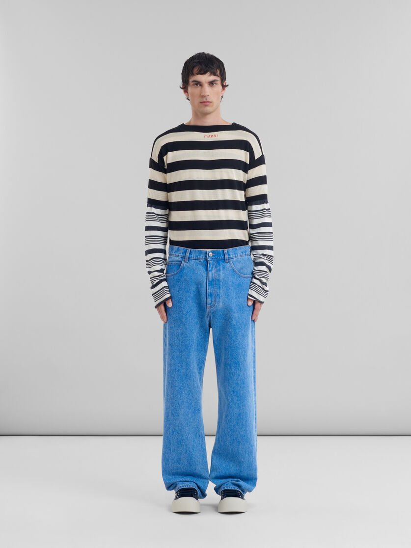 Jeans a gamba larga in denim biologico blu - Pantaloni - Image 2