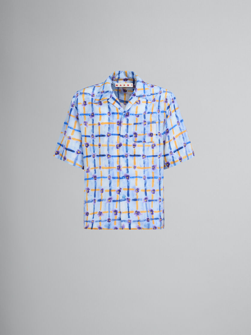 Chemise de bowling en soie Habotai bleu clair avec imprimé Saraband - Chemises - Image 1