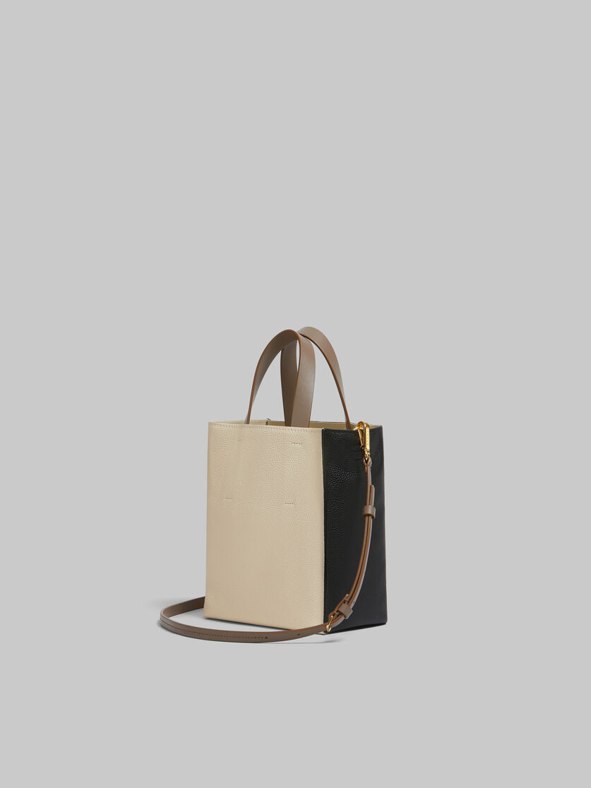 Museo Soft bag Mini in pelle bianca e marrone con impunture Marni - Borse shopping - Image 3