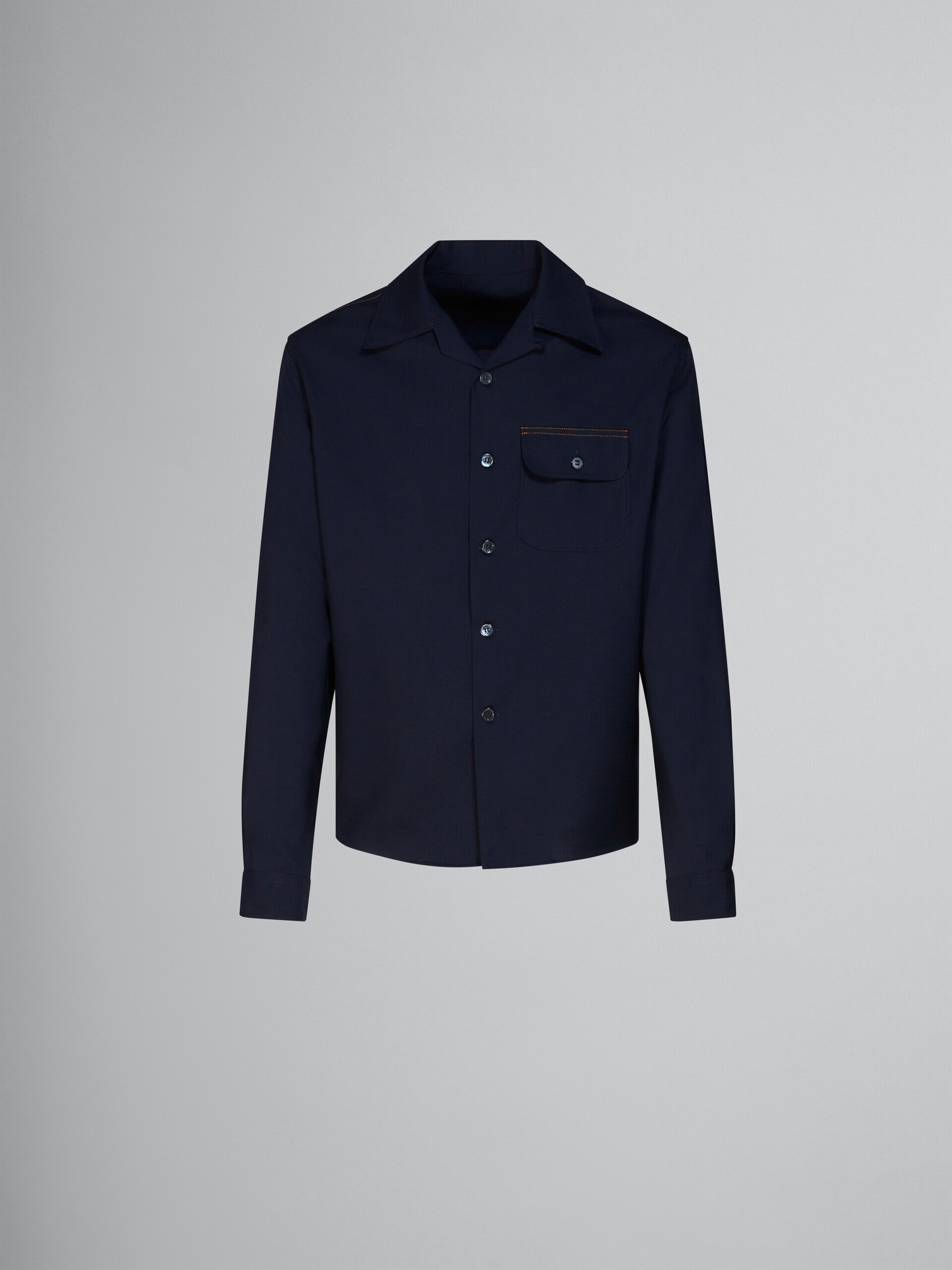Blue tropical wool long-sleeved shirt | Marni