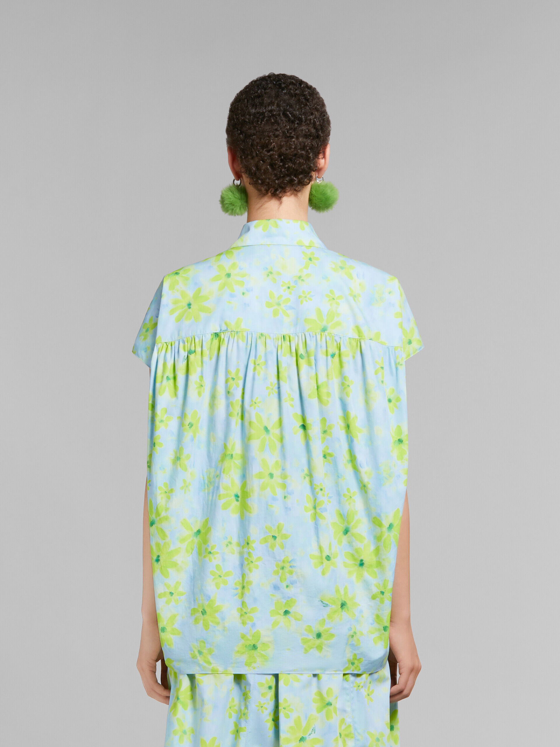 Light green poplin cocoon shirt with Parade print | Marni