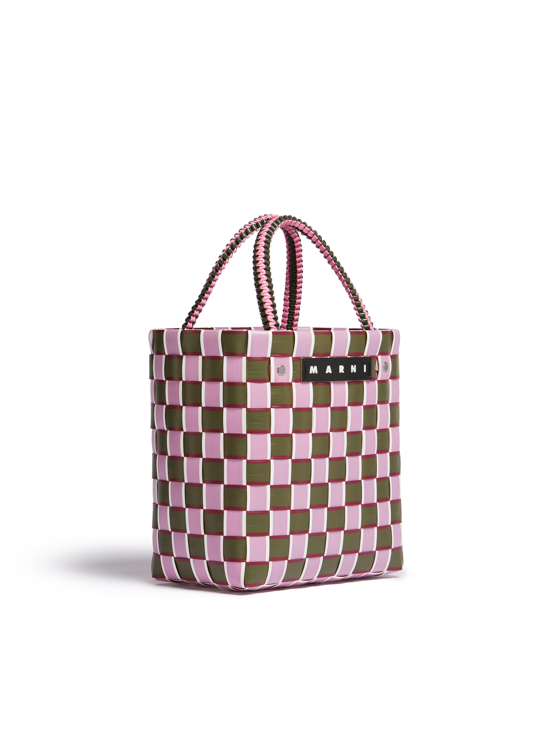 Pink and green MARNI MARKET TAPE BASKET bag | Marni