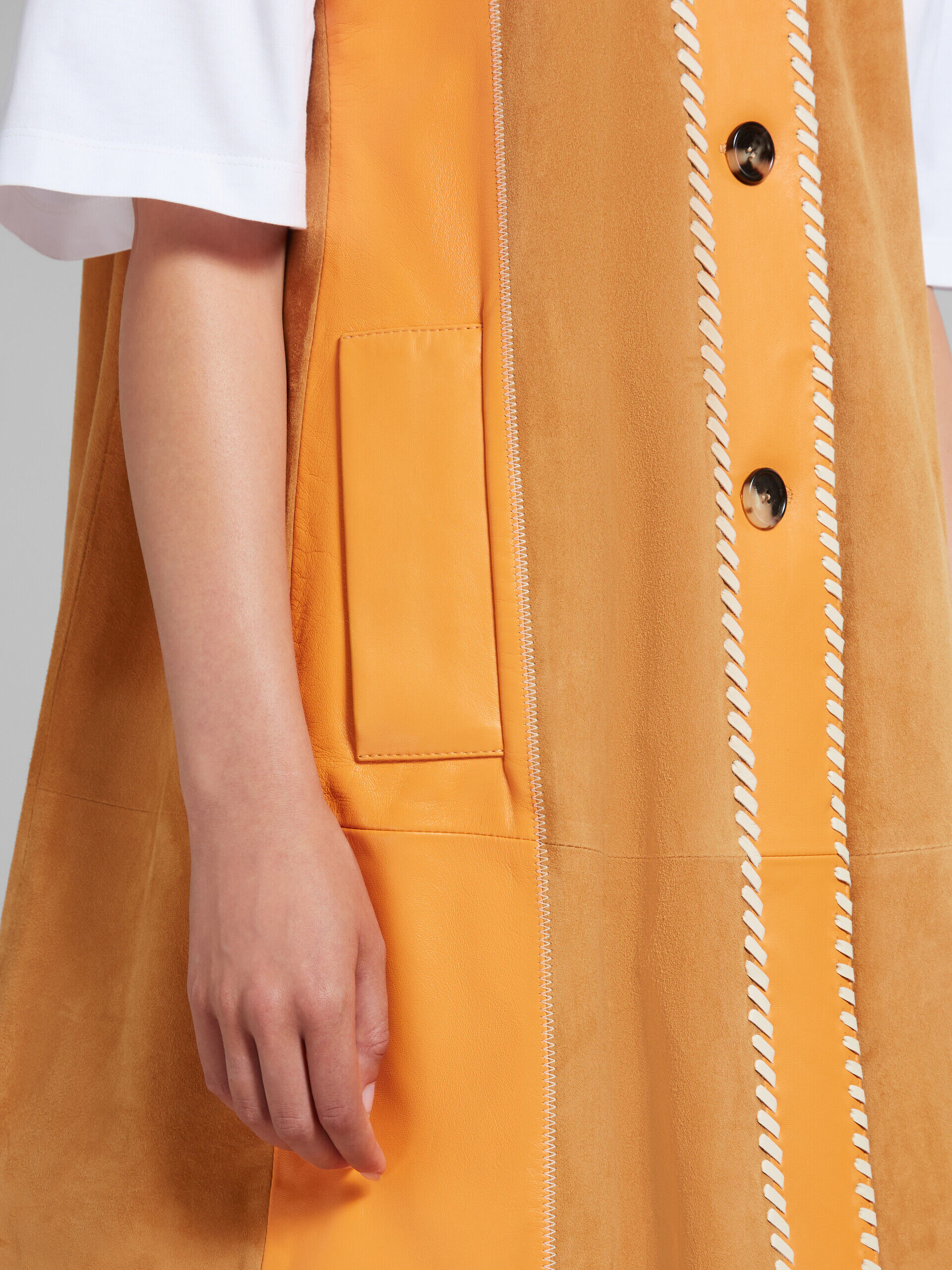 オレンジ スエードとナッパ製 パッチワークドレス | Marni