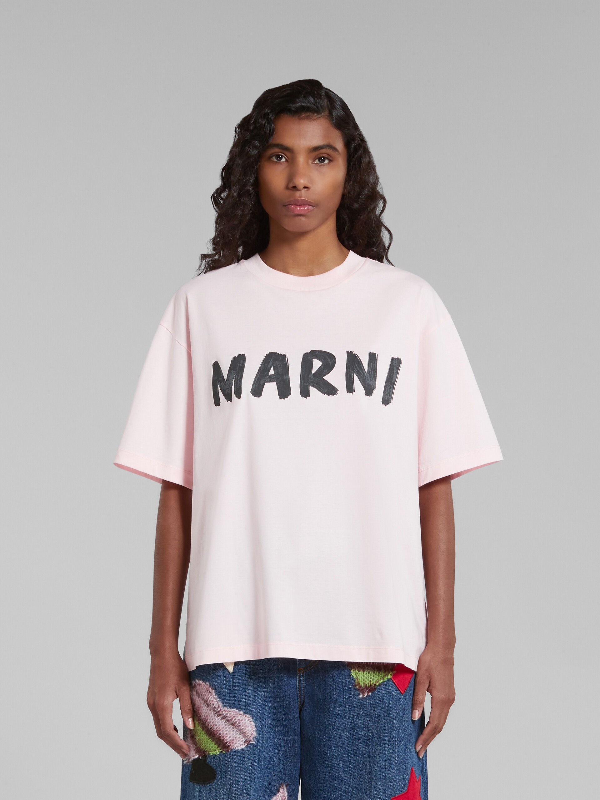 ピンク クルーネックTシャツ(ボクシーフィット) | Marni