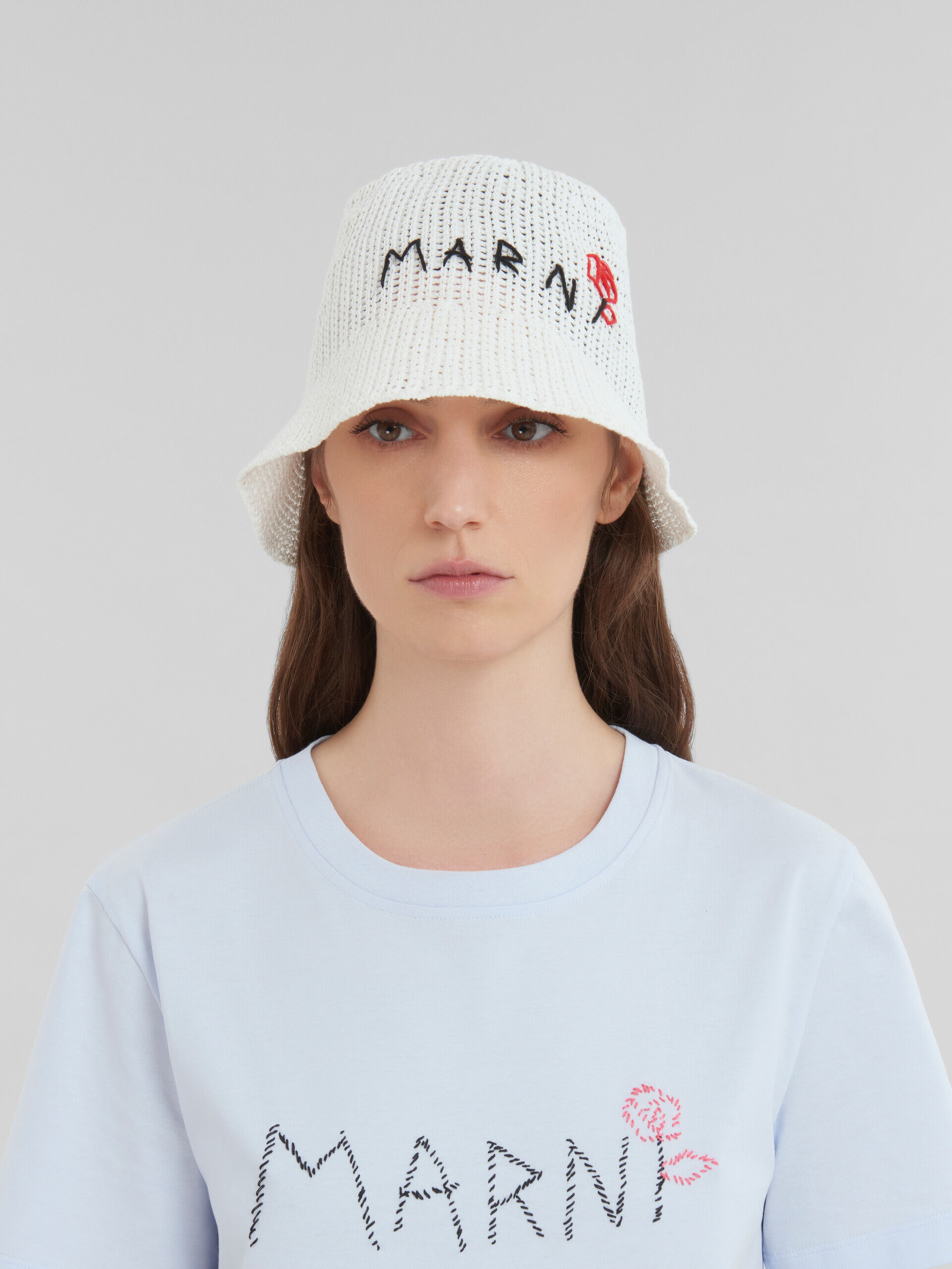 Marni Kids logo-print cotton cap - Black