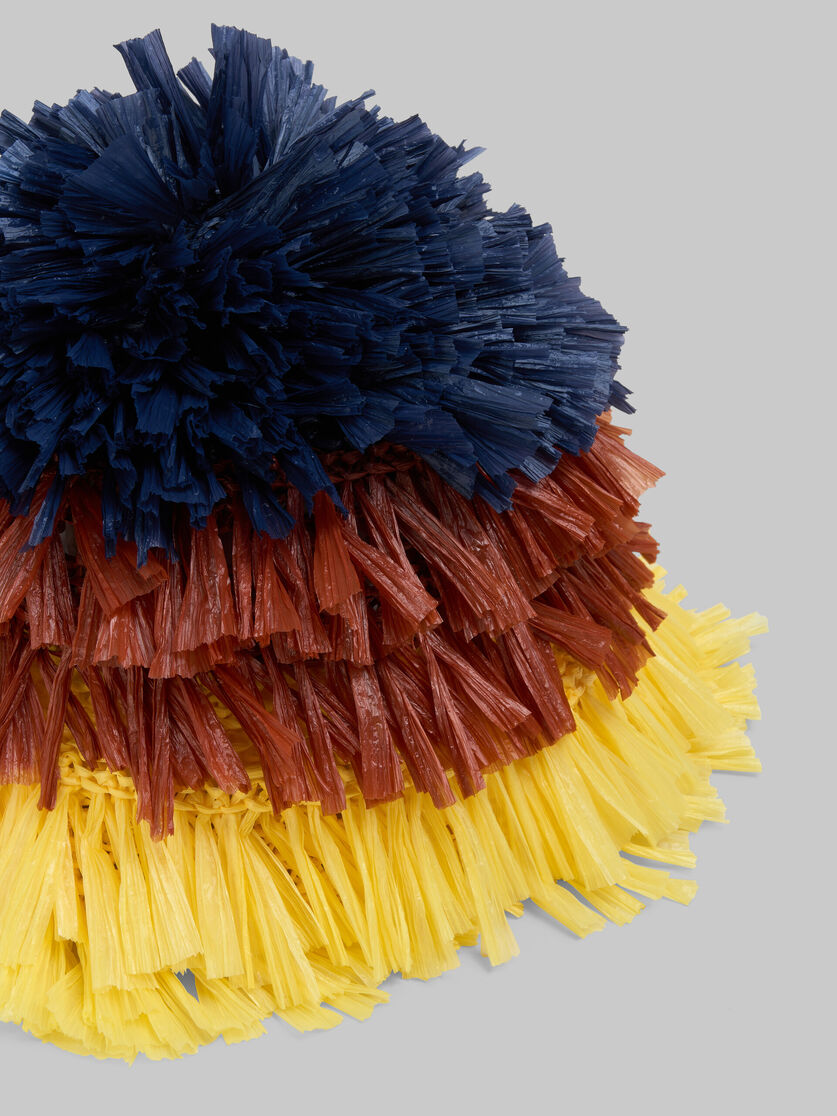 Cappello bucket in tessuto effetto rafia blu, marrone e giallo - Cappelli - Image 4