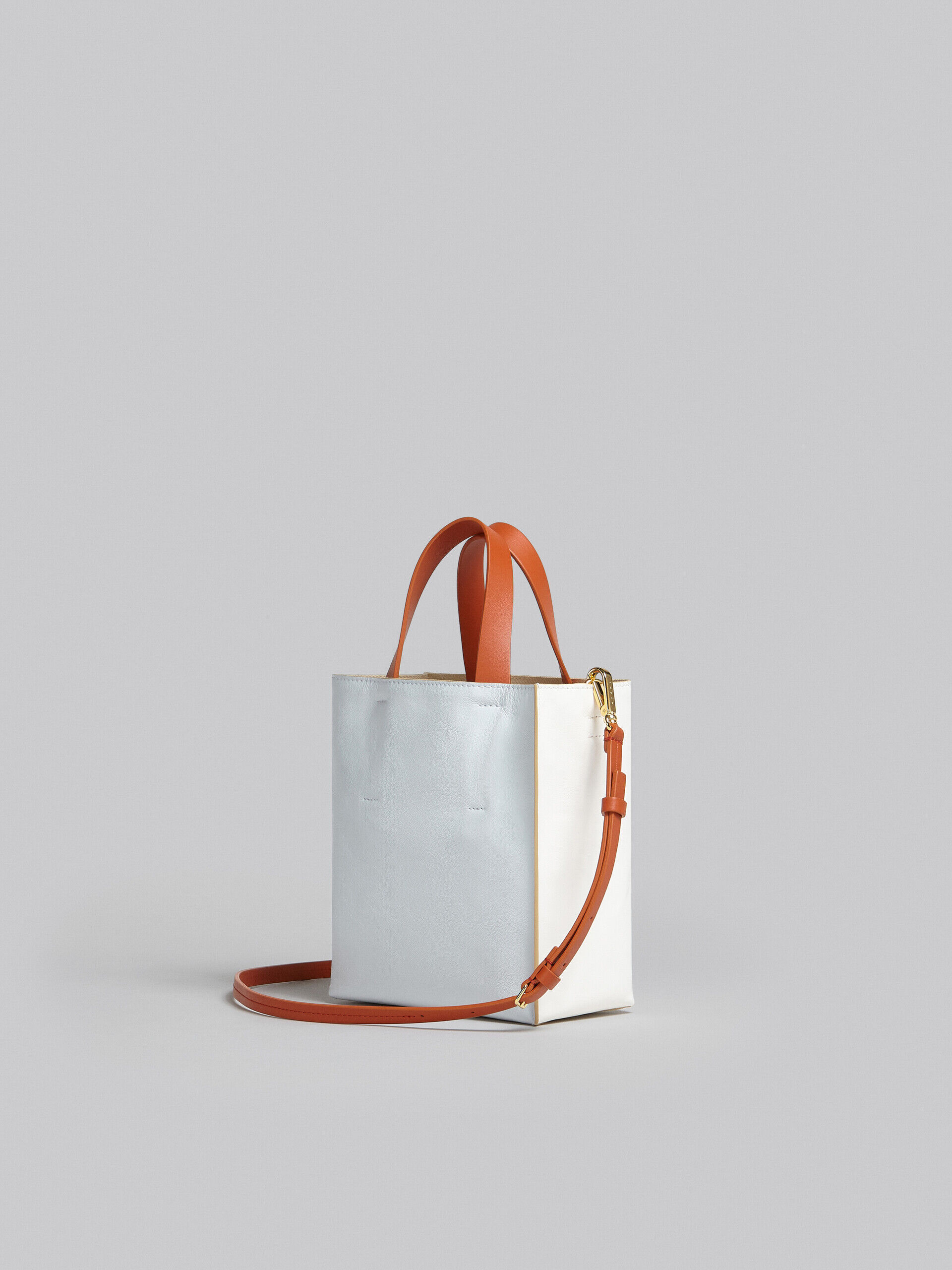 Museo Soft Mini Bag in white light blue and orange leather | Marni