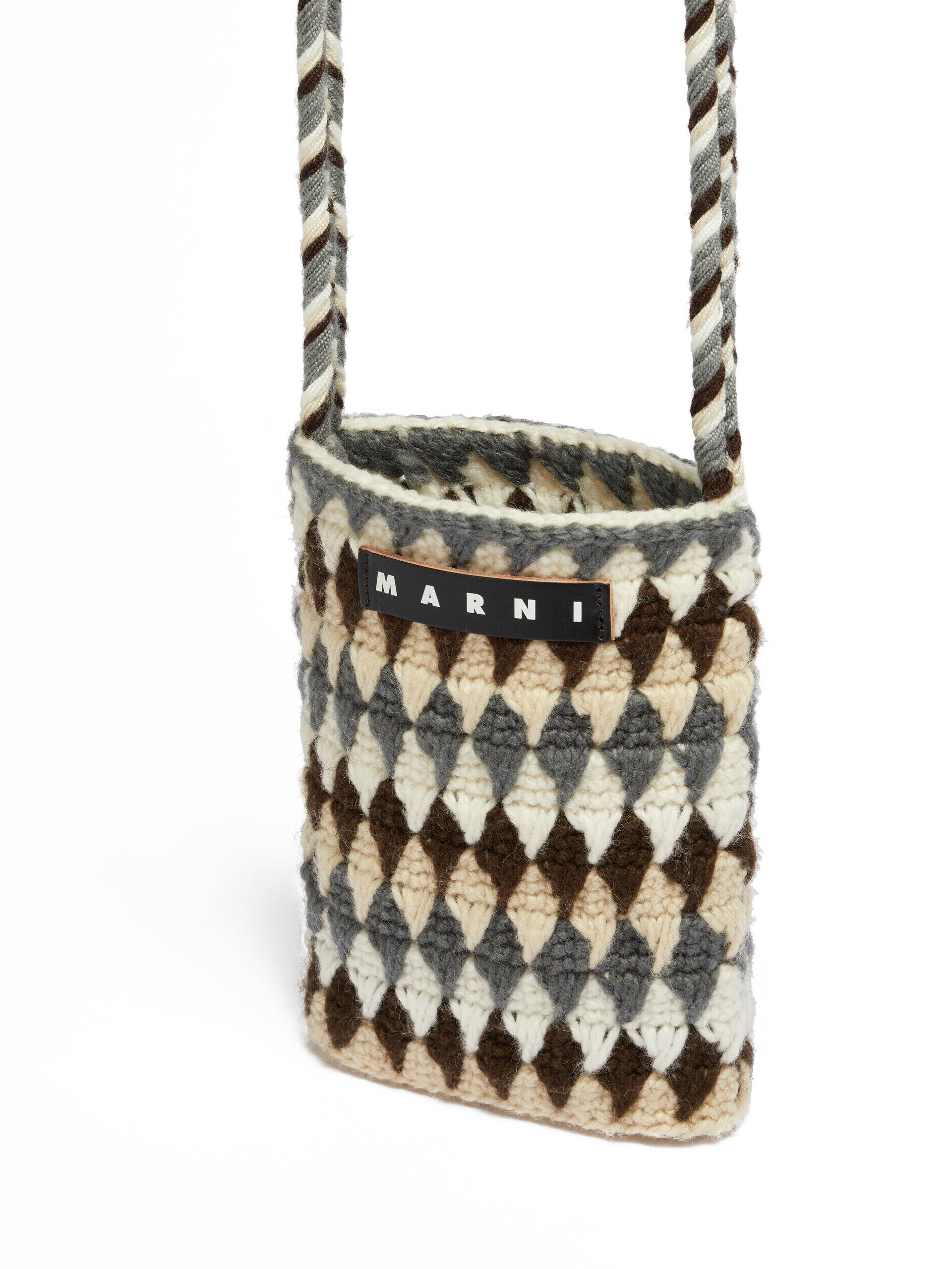 Grey Crochet Marni Market Chessboard Shoulder Bag | Marni