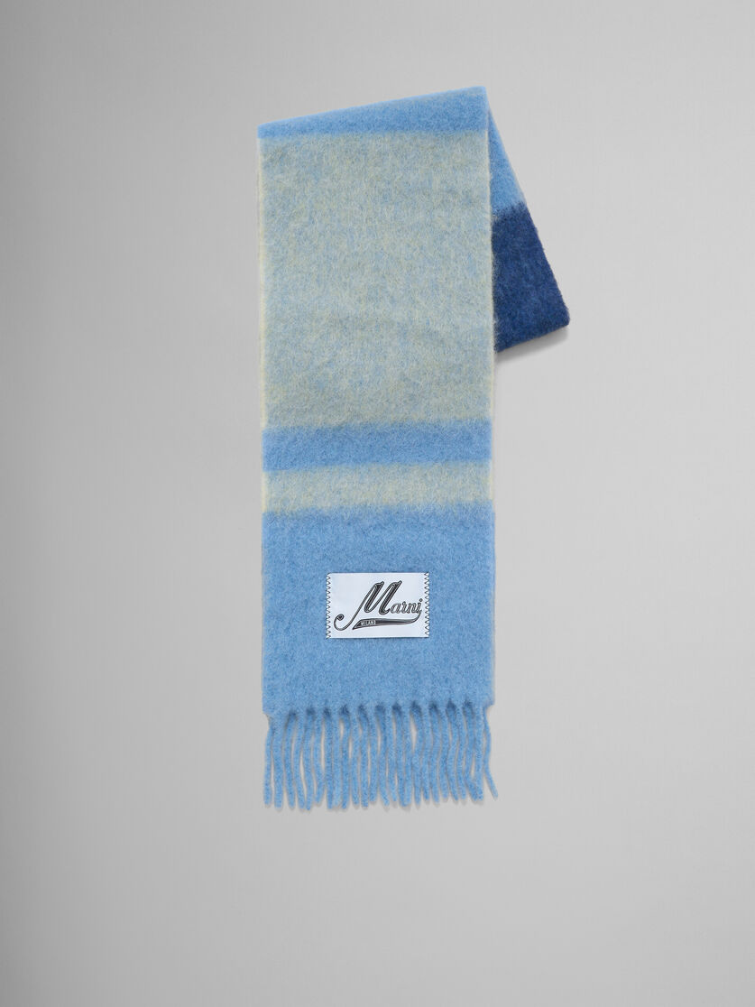 Blue striped alpaca-mohair scarf - Scarves - Image 1