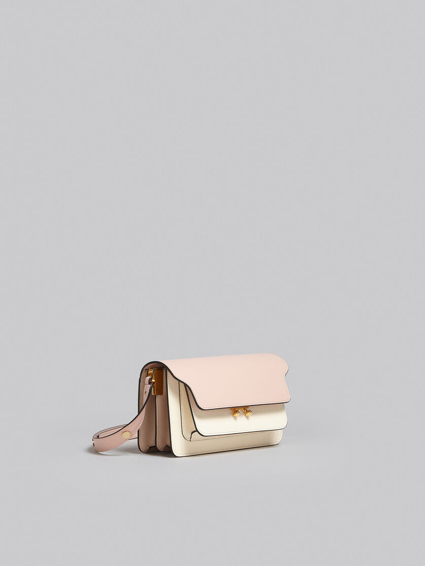 Trunk Bag E/W in pink and white saffiano leather