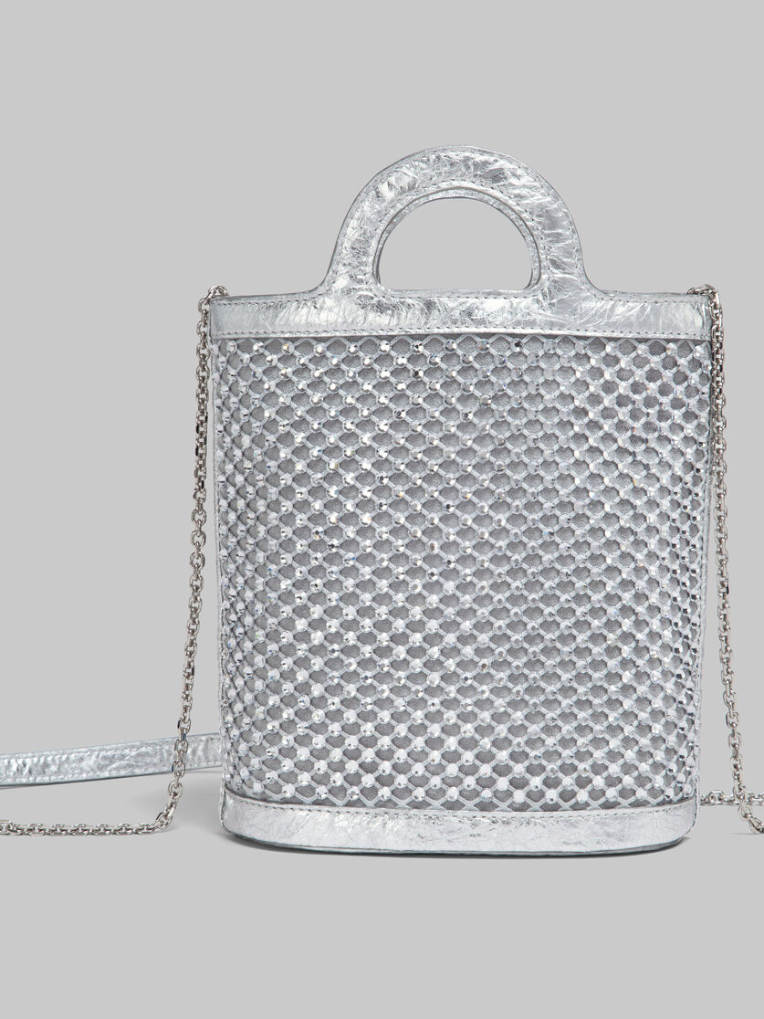 Tropicalia Bag nano a secchiello con strass color argento - Pochettes - Image 4