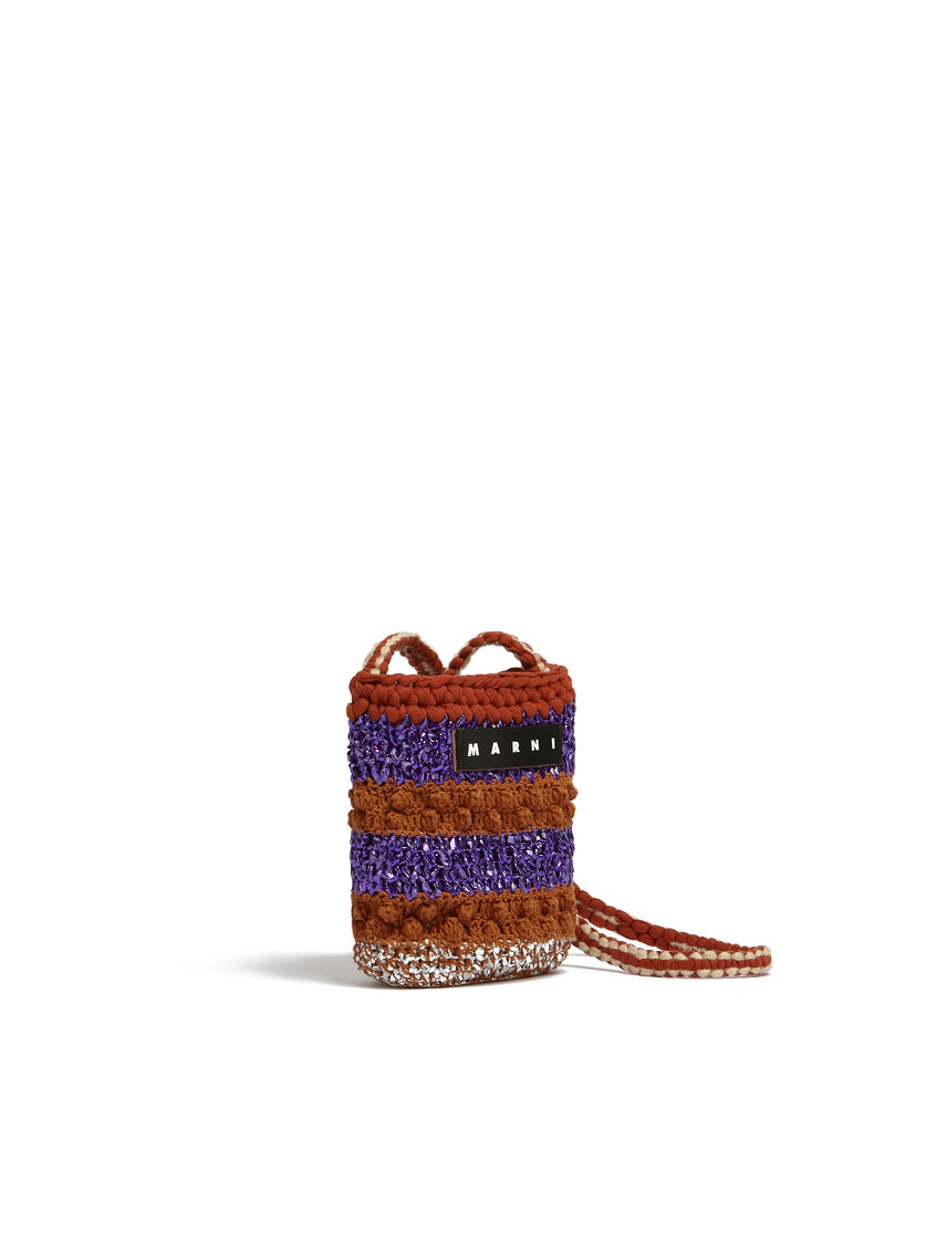 Borsa tracolla MARNI MARKET Mini in maglia a rilievo marrone e viola - Borse shopping - Image 2