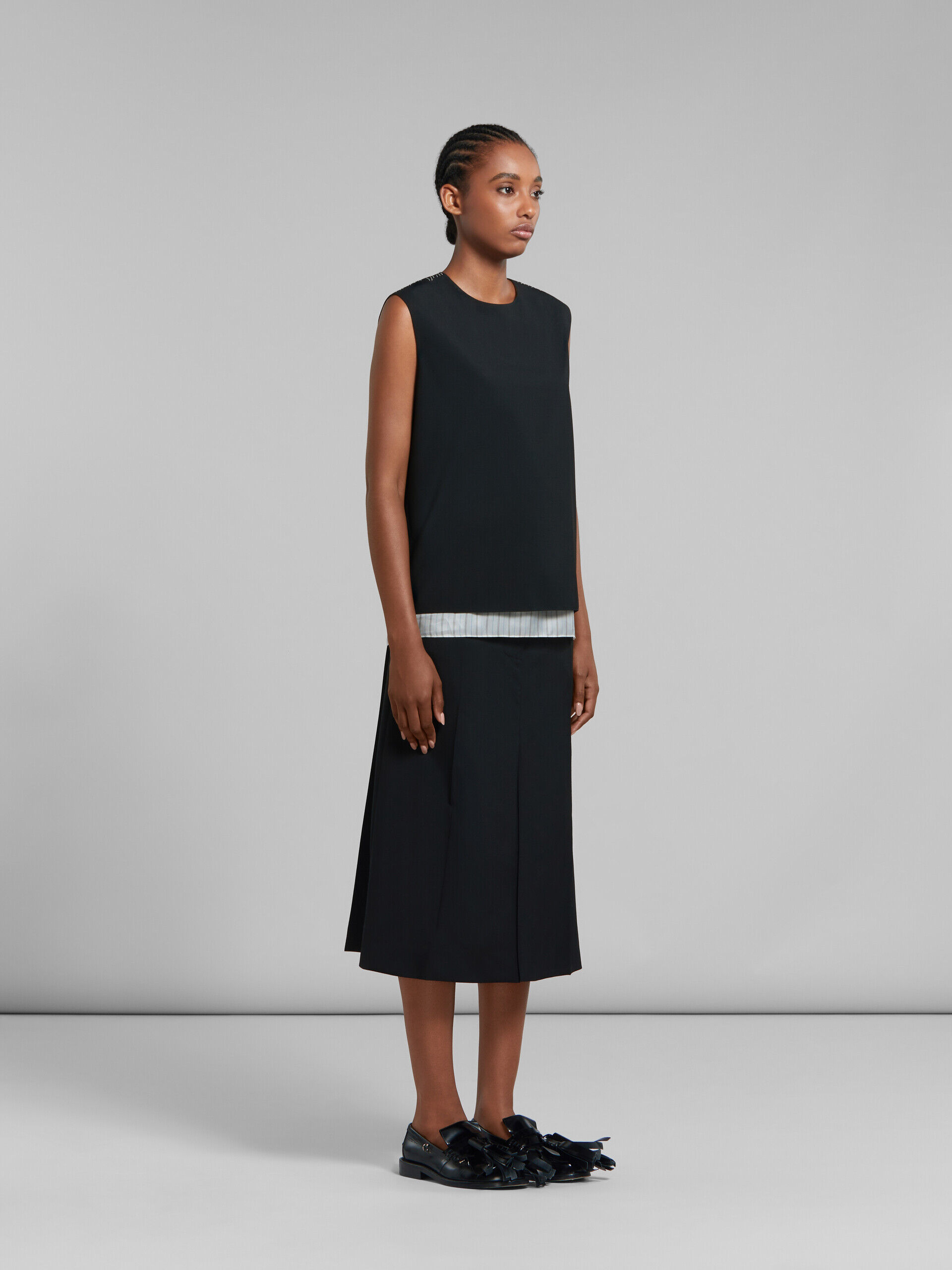Black tropical wool midi skirt | Marni