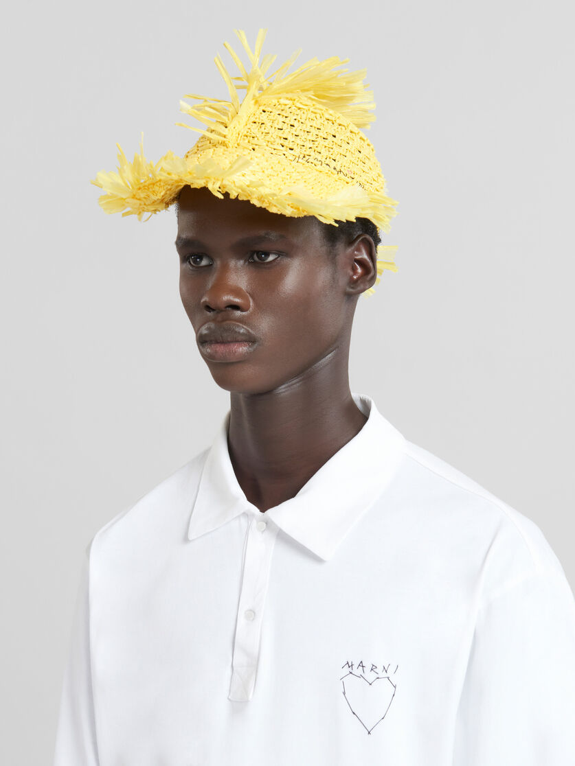Cappello da baseball in tessuto effetto rafia giallo - Cappelli - Image 2