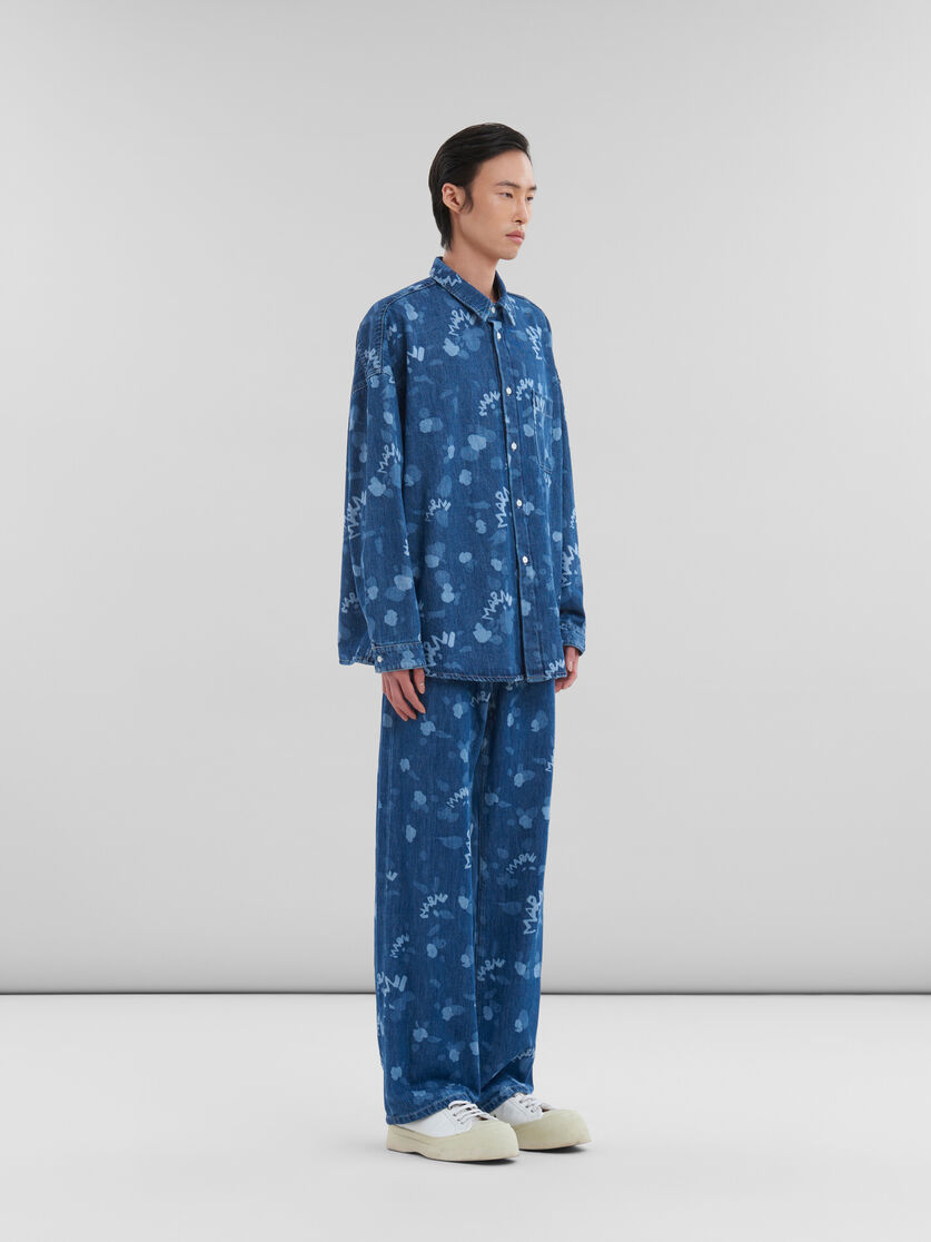 ブルー Marni Drippingプリント デニム製シャツ - シャツ - Image 5