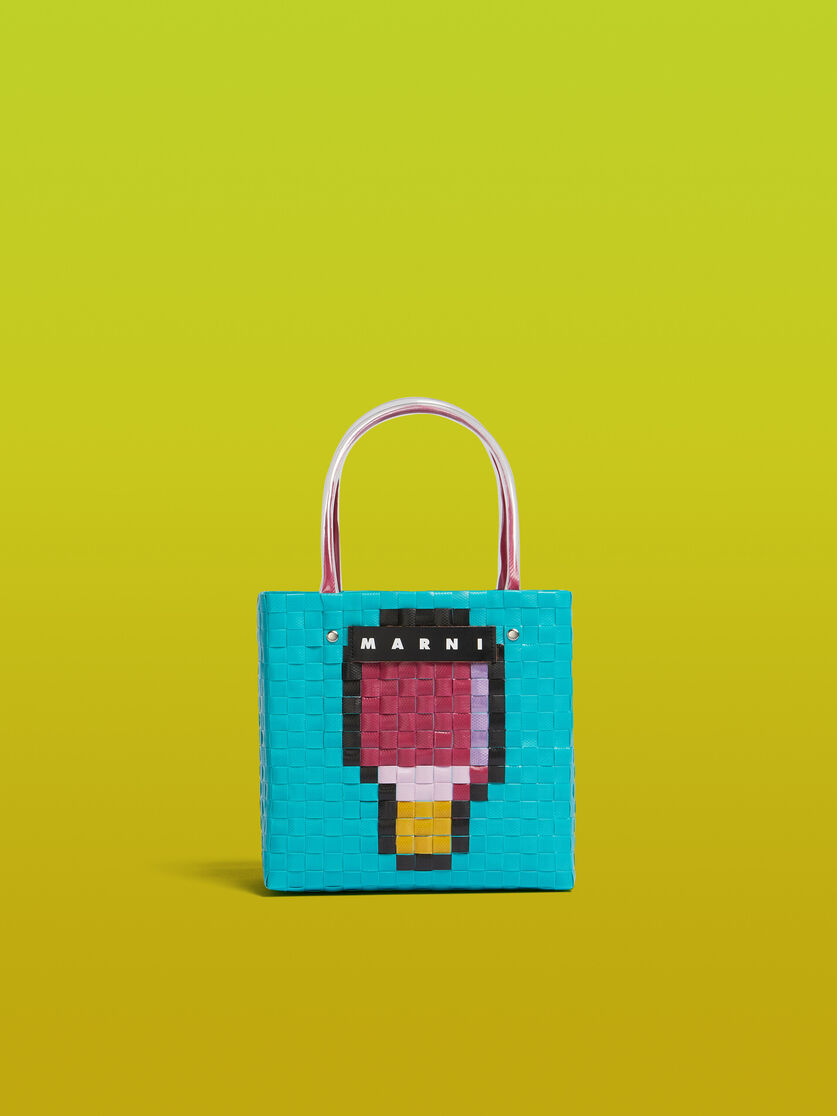 Turquoise MARNI MARKET SUMMER BASKET bag - Shopping Bags - Image 1