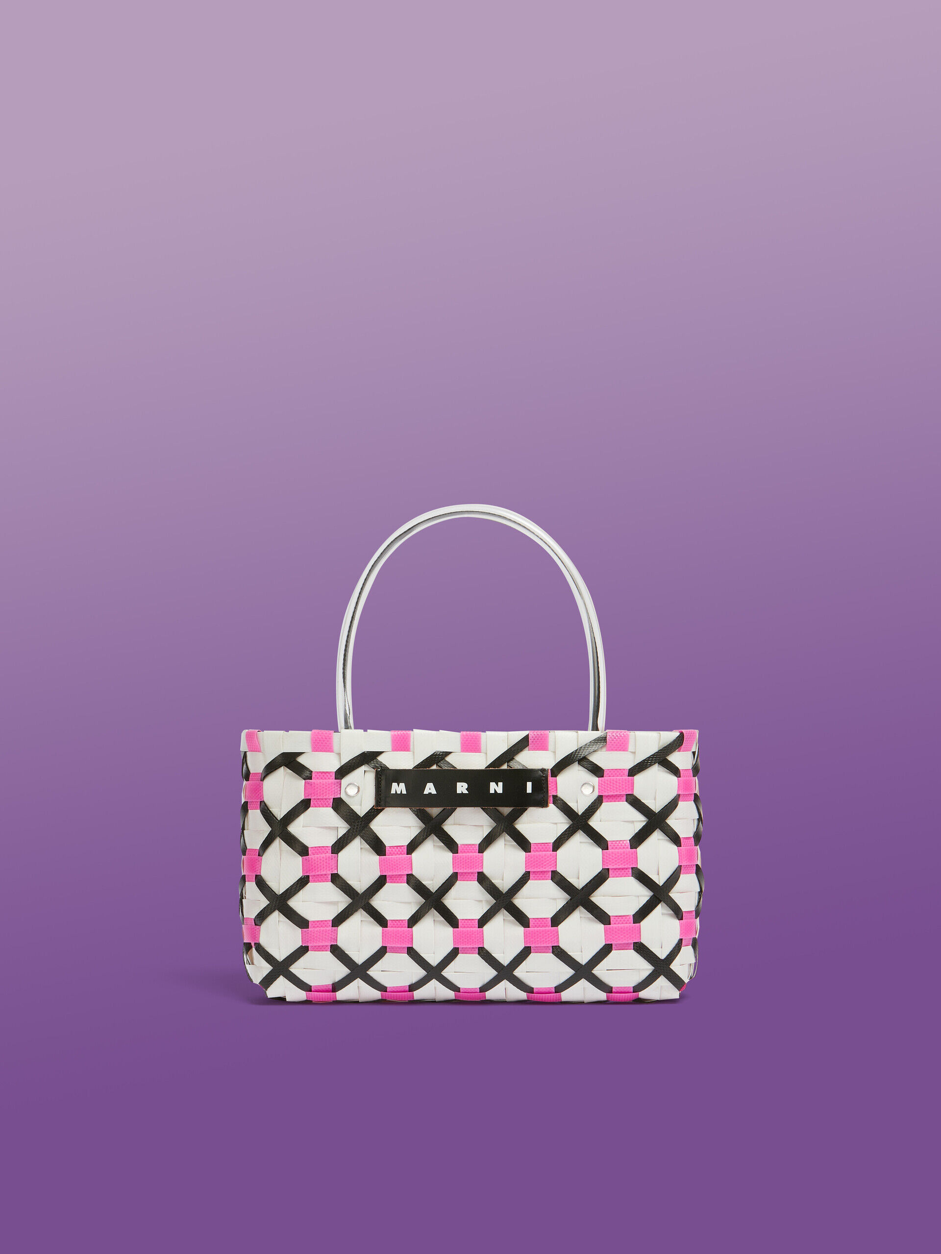 White and pink criss-cross MARNI MARKET tote bag | Marni