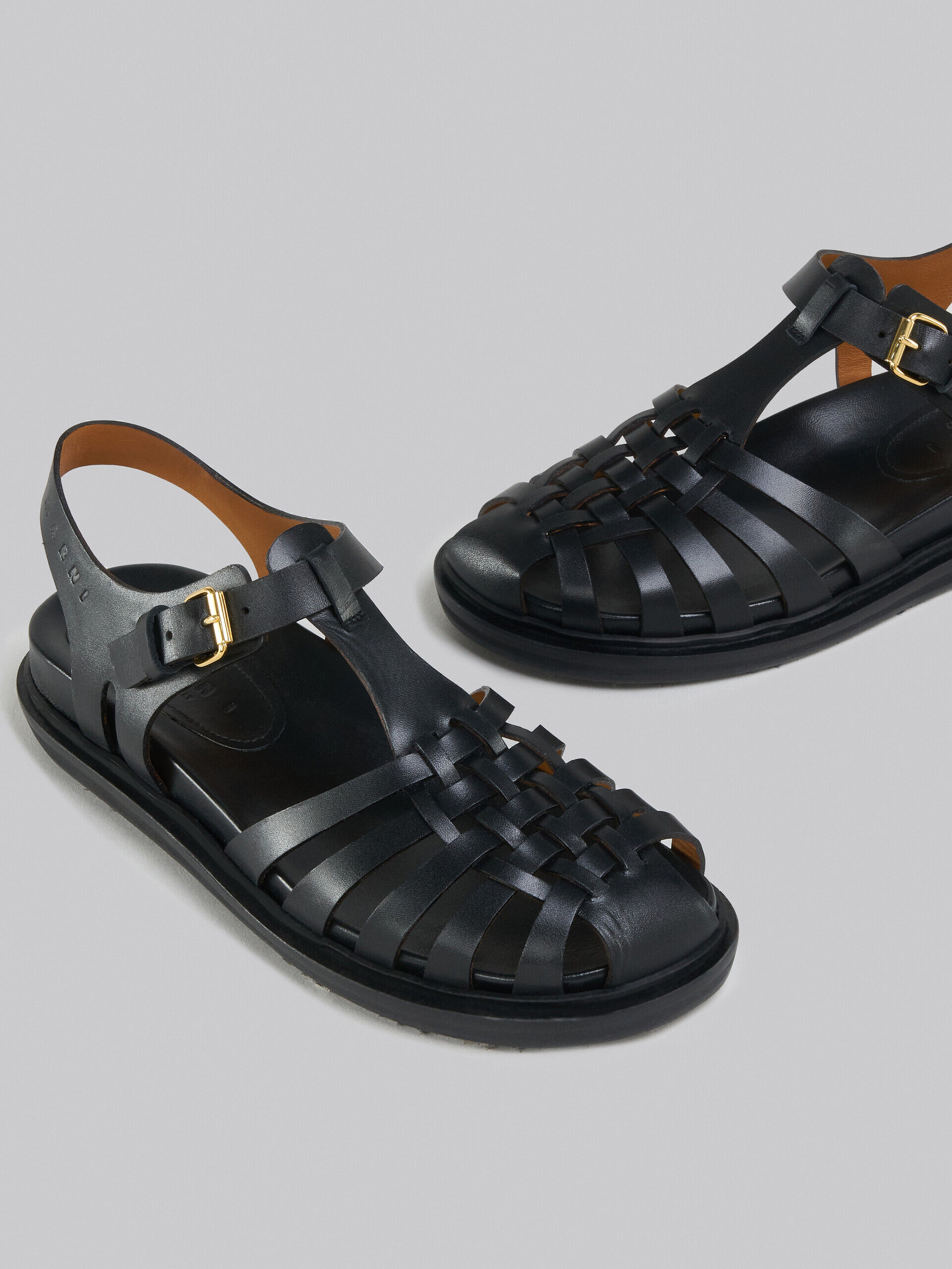 Black leather fisherman's sandal | Marni