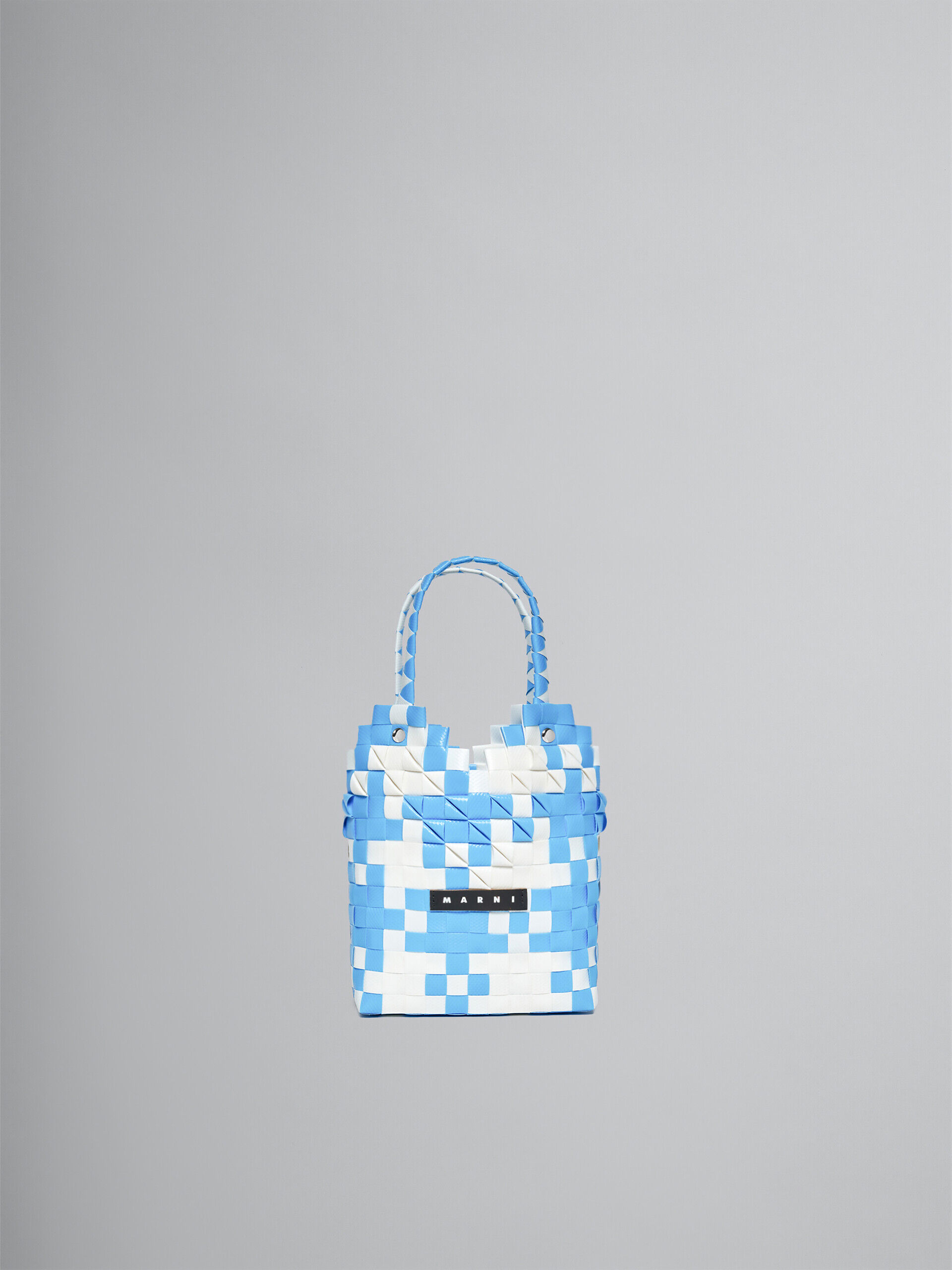 Light blue and white woven Diamond Basket Bag | Marni