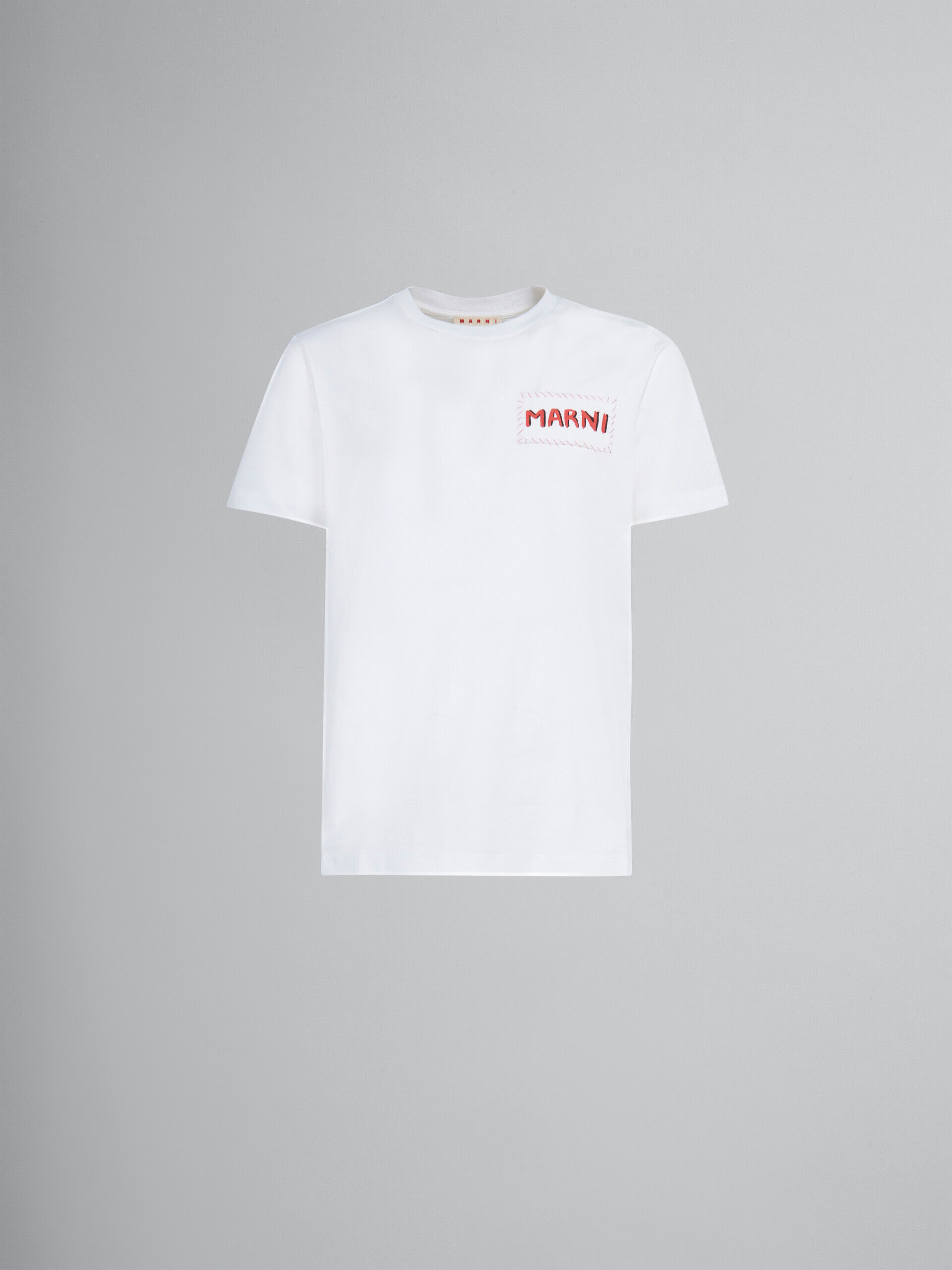 White organic cotton T-shirt with Marni patch | Marni