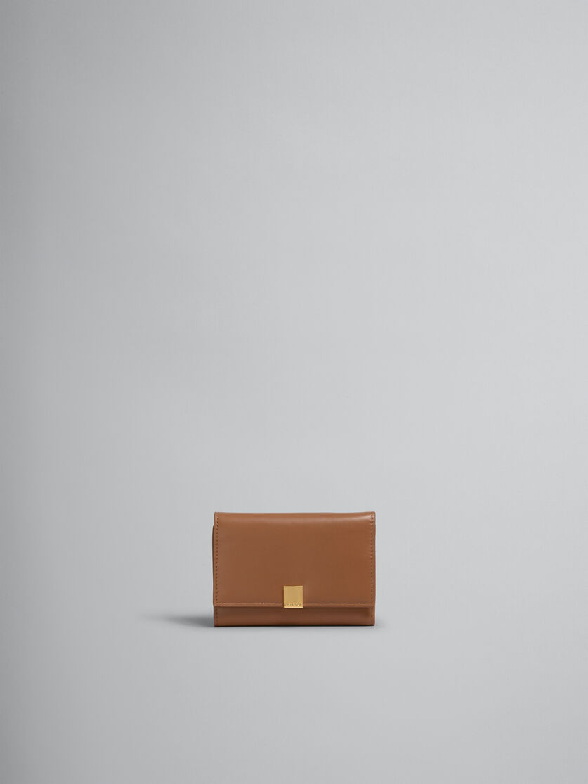 Portafoglio Prisma tri-fold in pelle marrone - Portafogli - Image 1