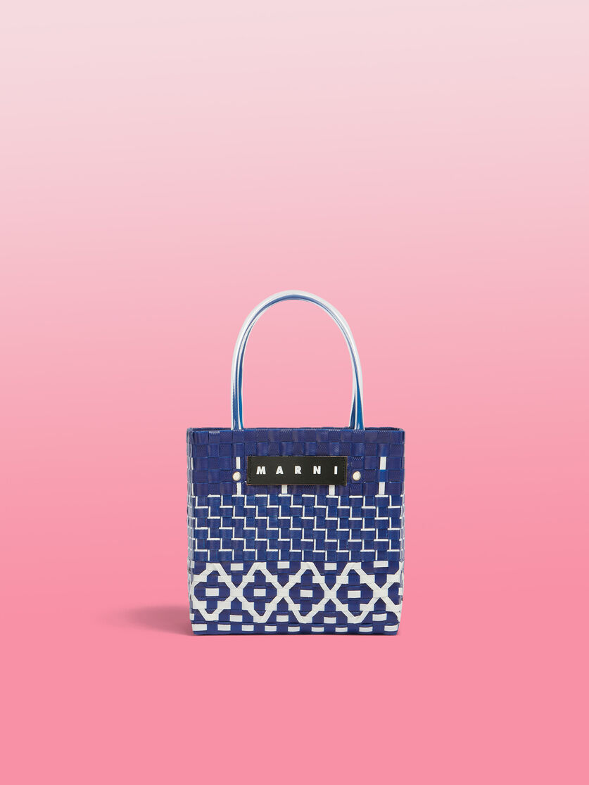 MARNI MARKET MINI-KORBTASCHE mit geometrischem Muster in Blau - Shopper - Image 1