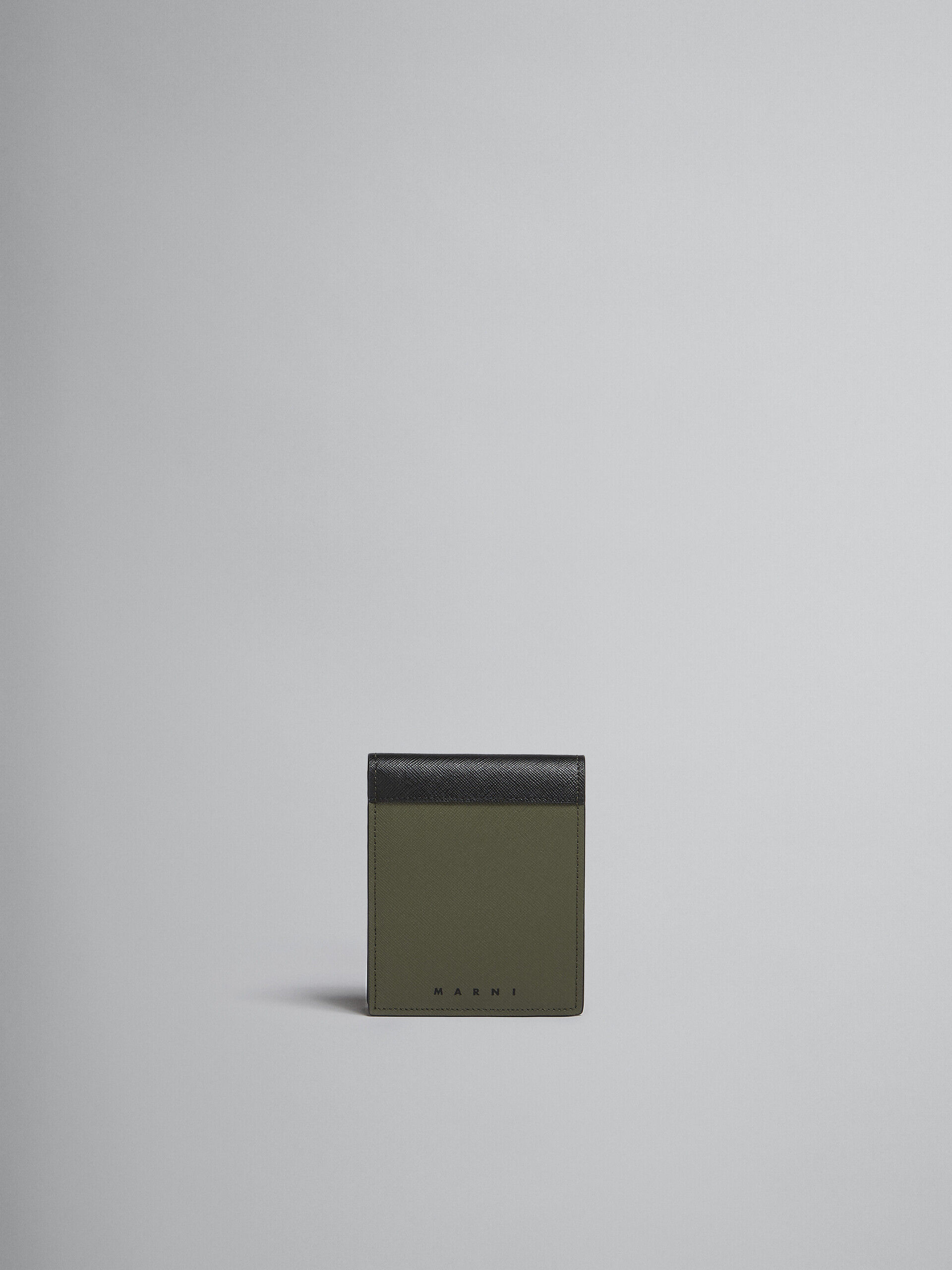 Green and black saffiano leather bi-fold wallet | Marni